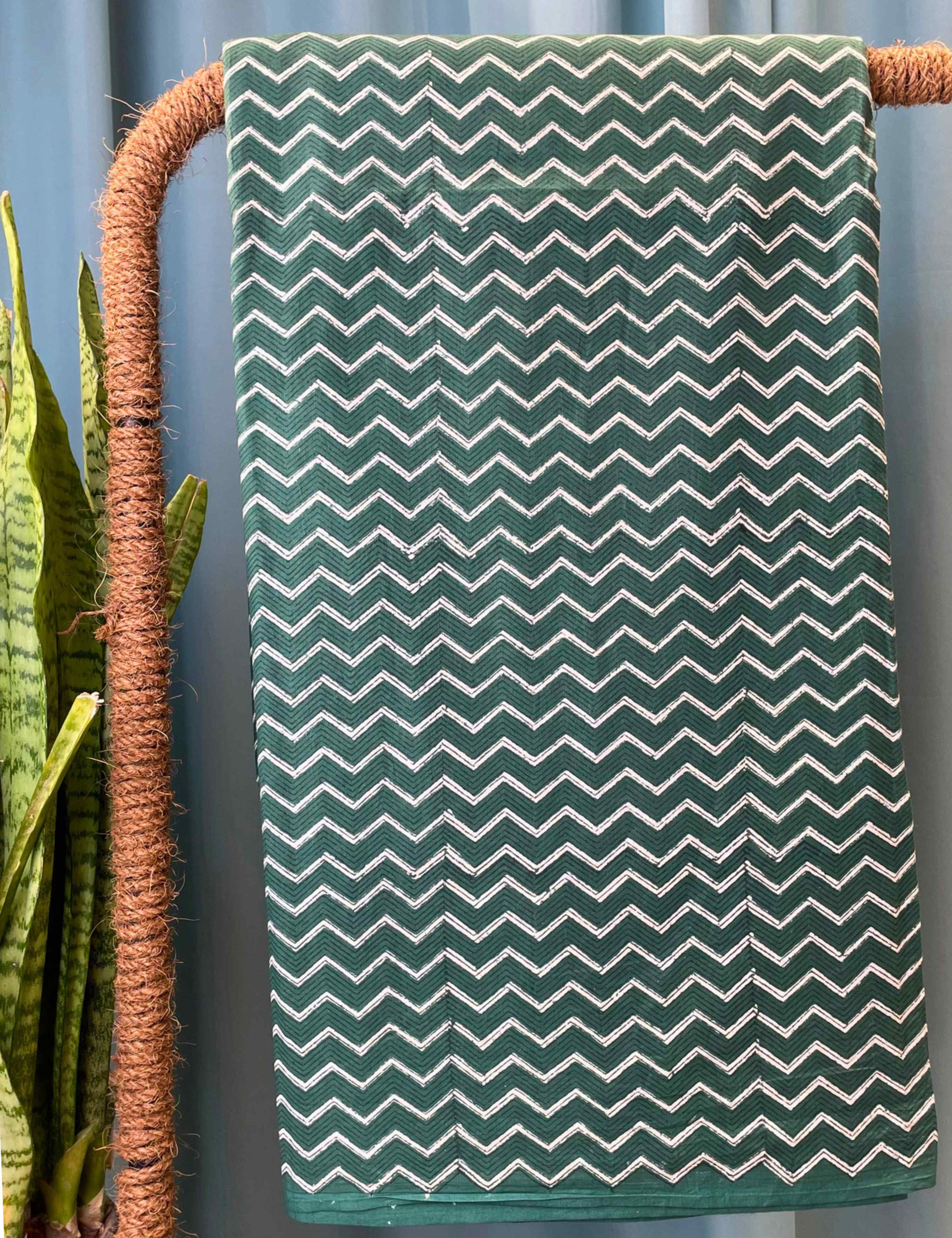 Dark Green Bagru Fabric