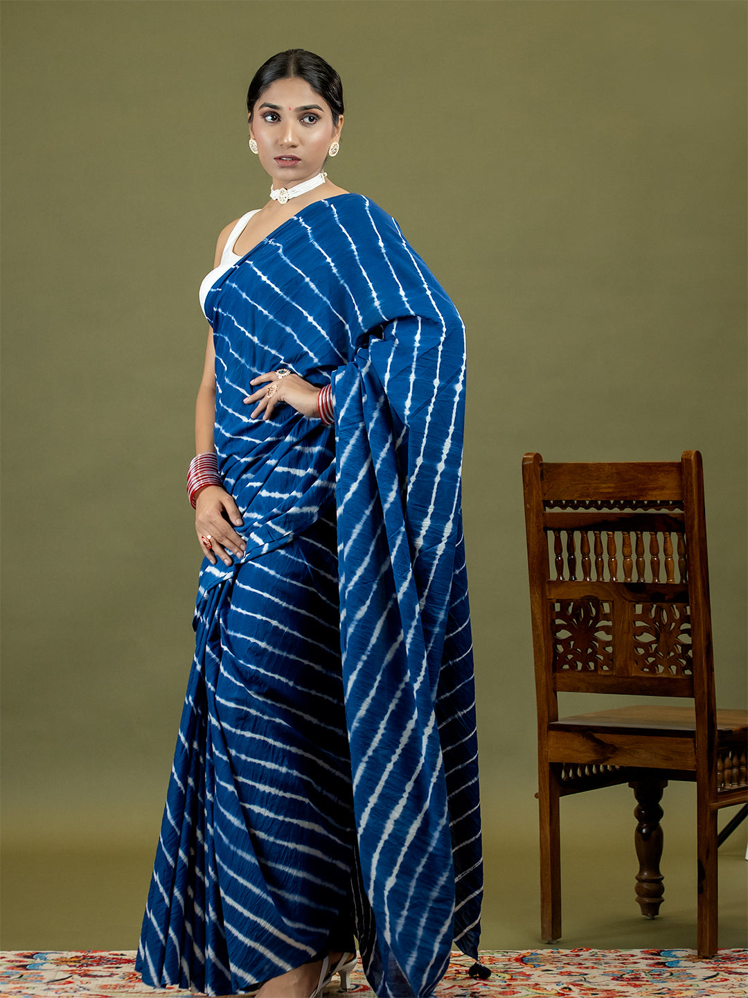 Leher Indigo Shibori Saree