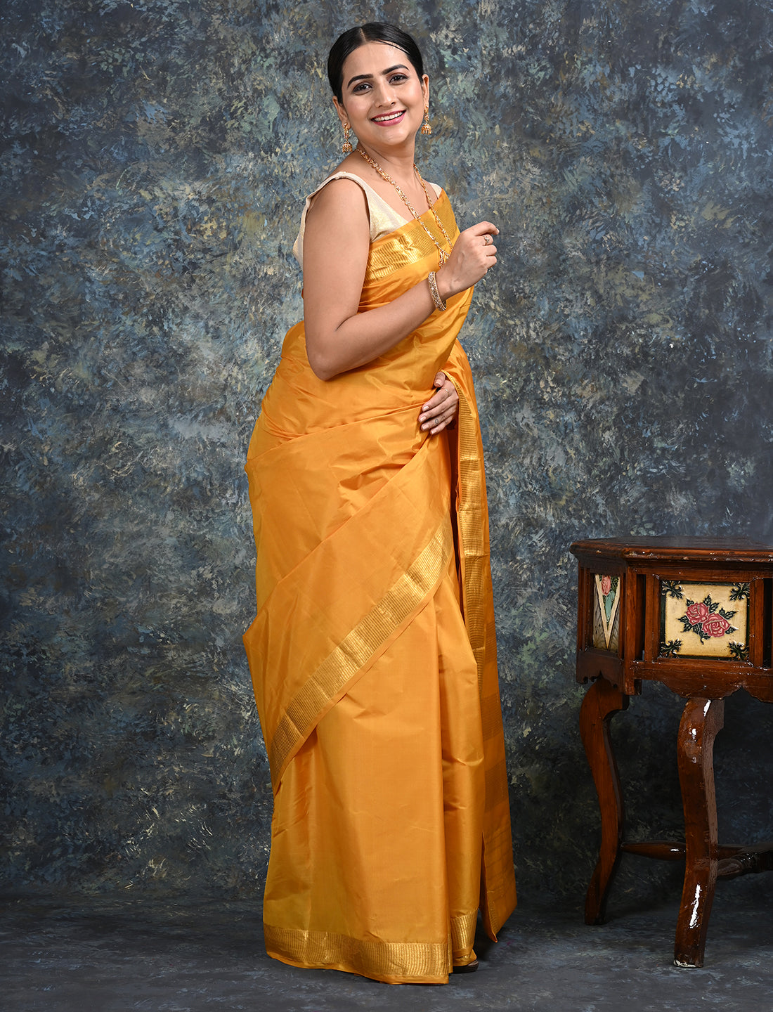 Lalita Mustard Mulberry Silk Saree