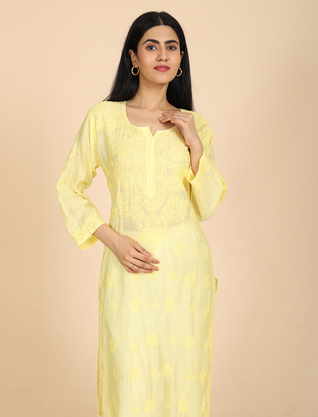 Hassas Yellow Chikankari Kurta
