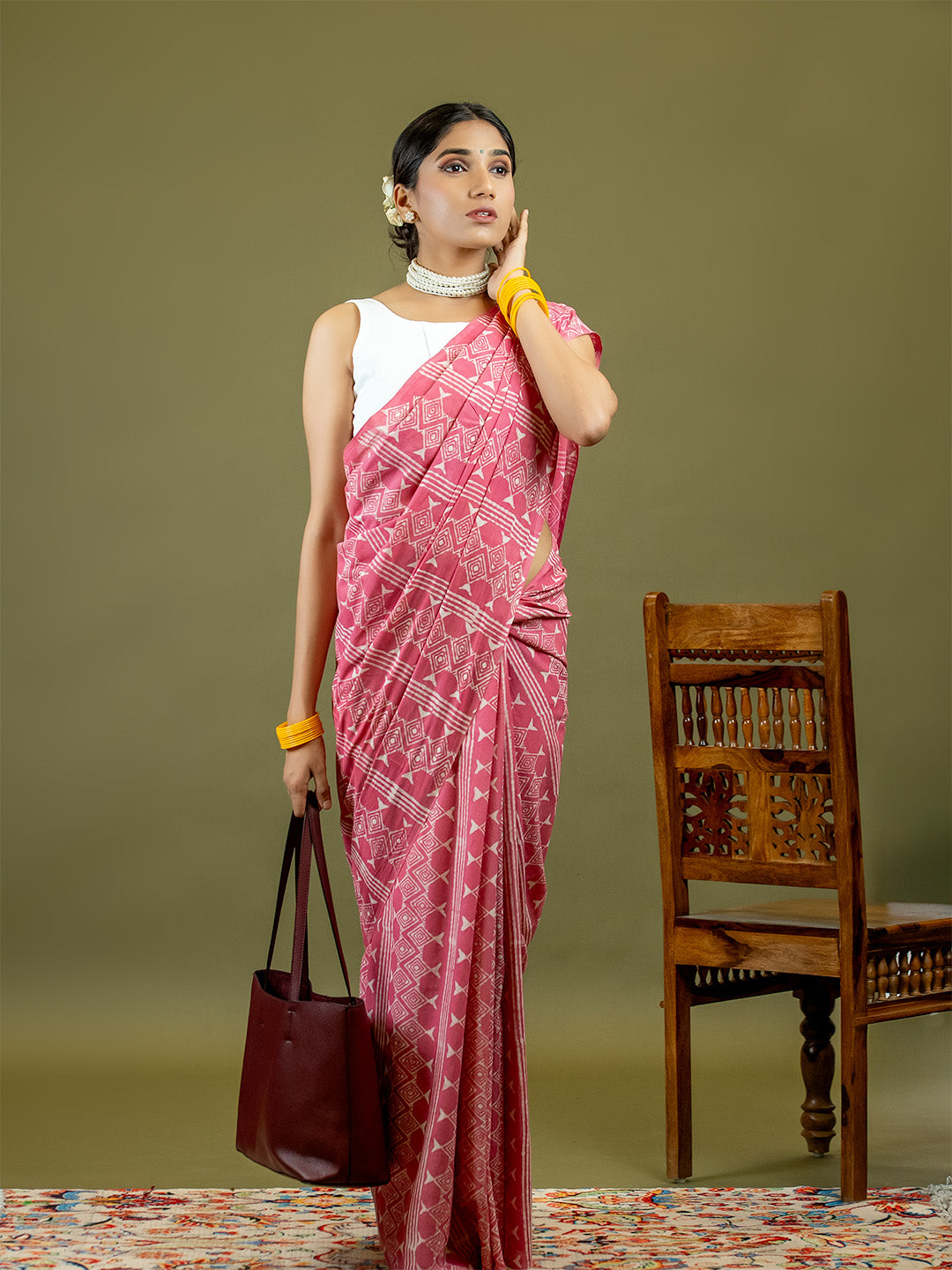 Matsya Pink Dabu Saree