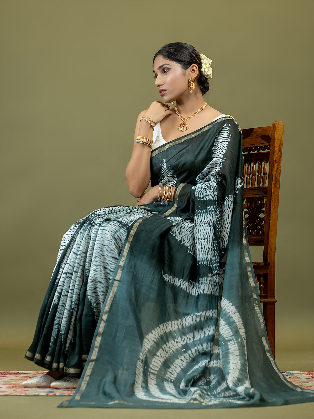 Tarang Black Shibori Saree