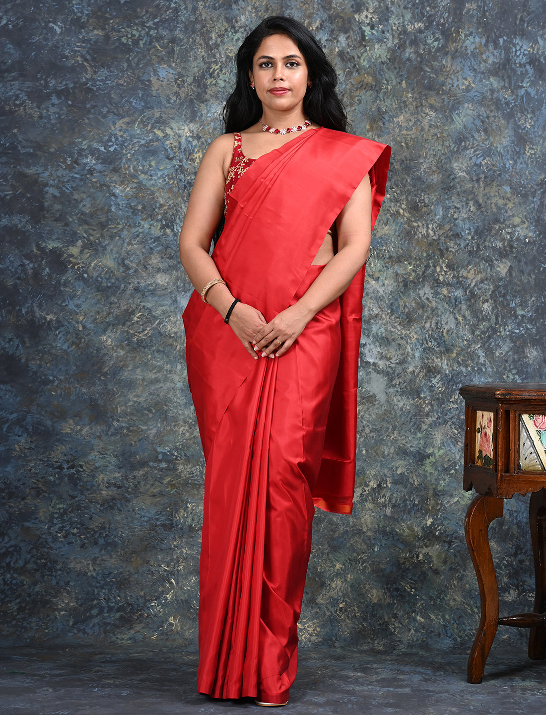 Ratnangi Red Mulberry Silk Saree