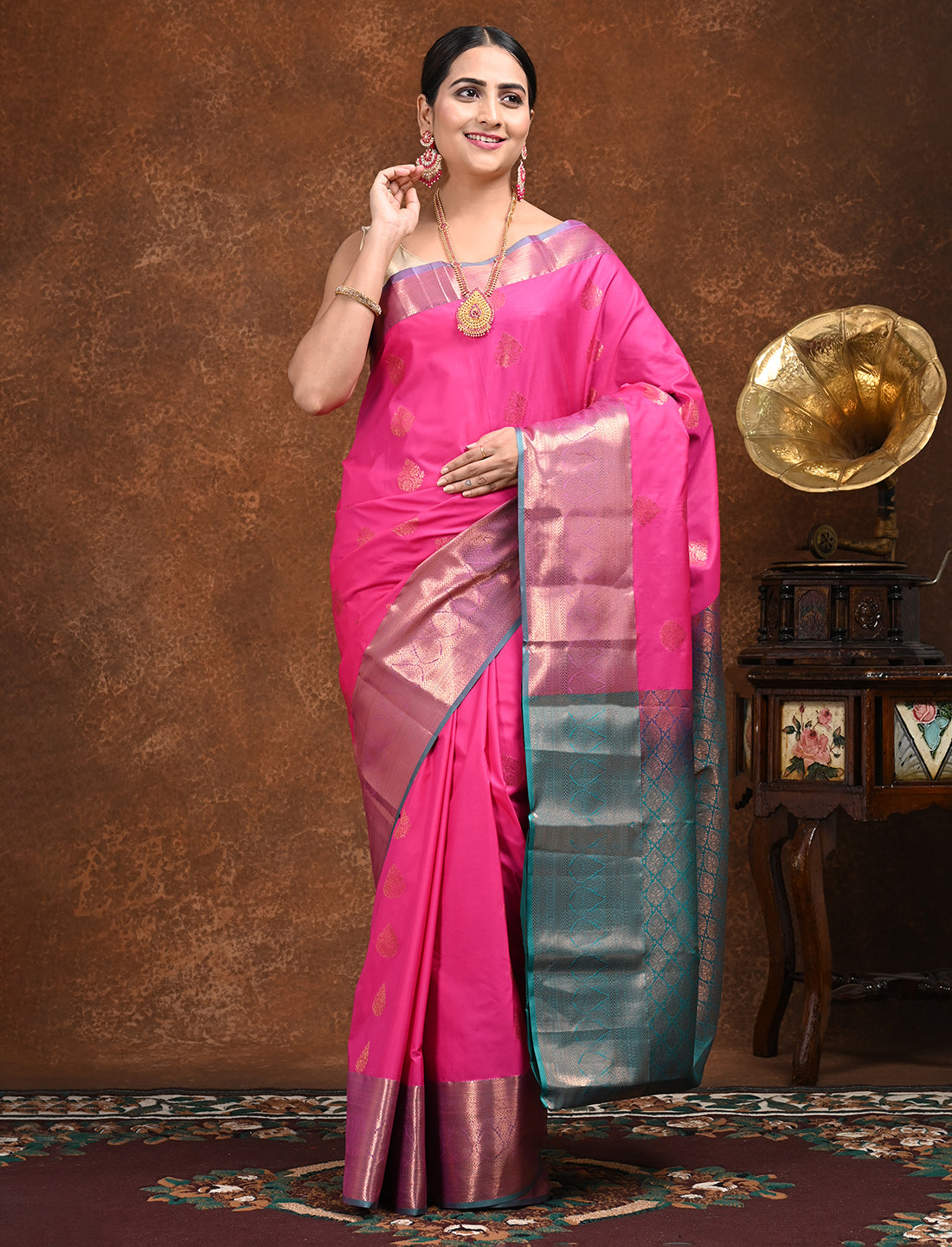 Dravya Fuchsia Soft Semi Silk Saree