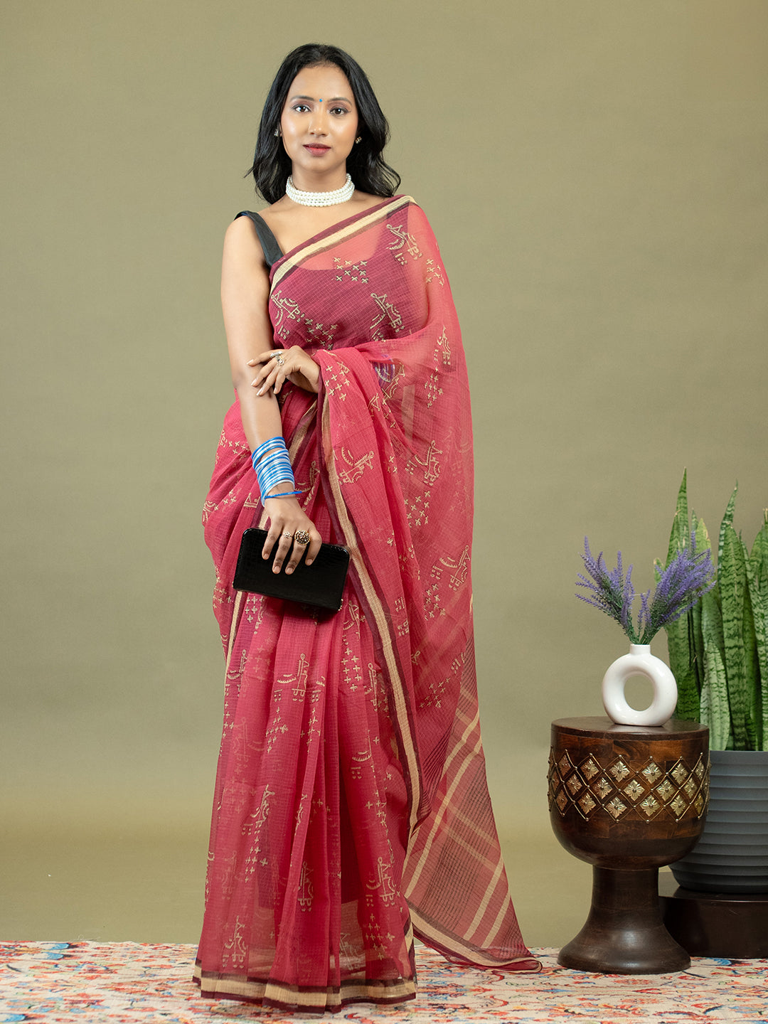 Raag Fuchsia Dabu Saree