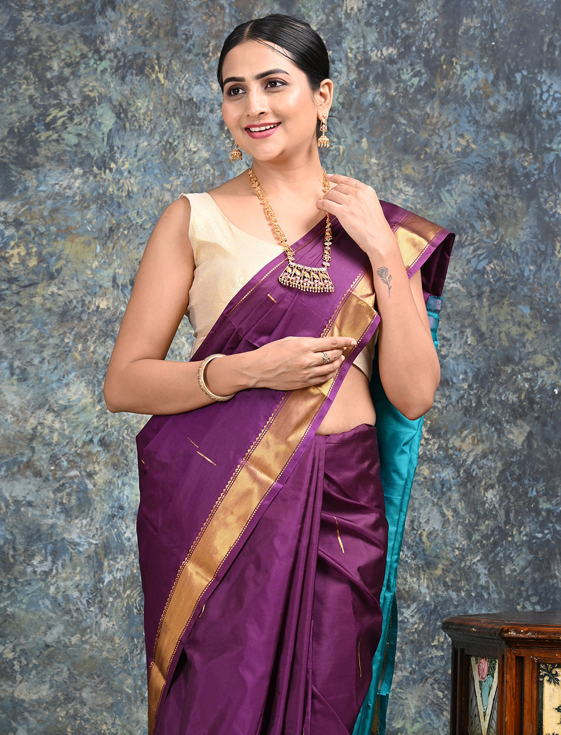 Rajani Purple Mulberry Silk Saree
