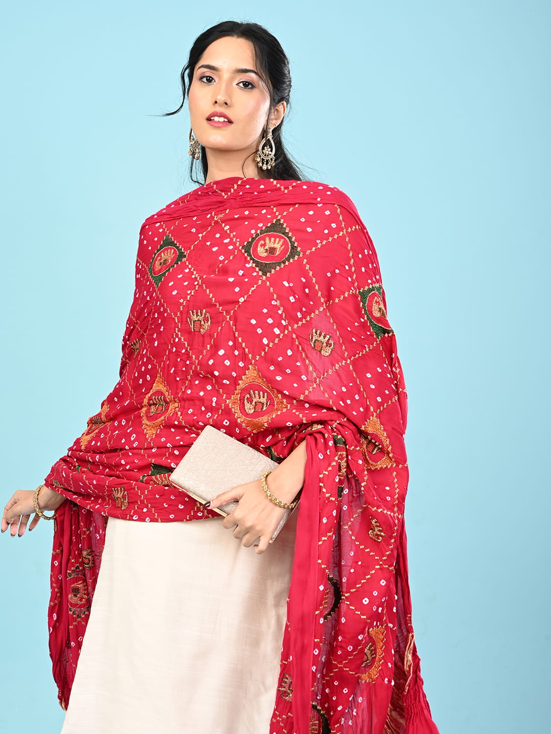 Gajgamini Fuchsia Bandhini Dupatta