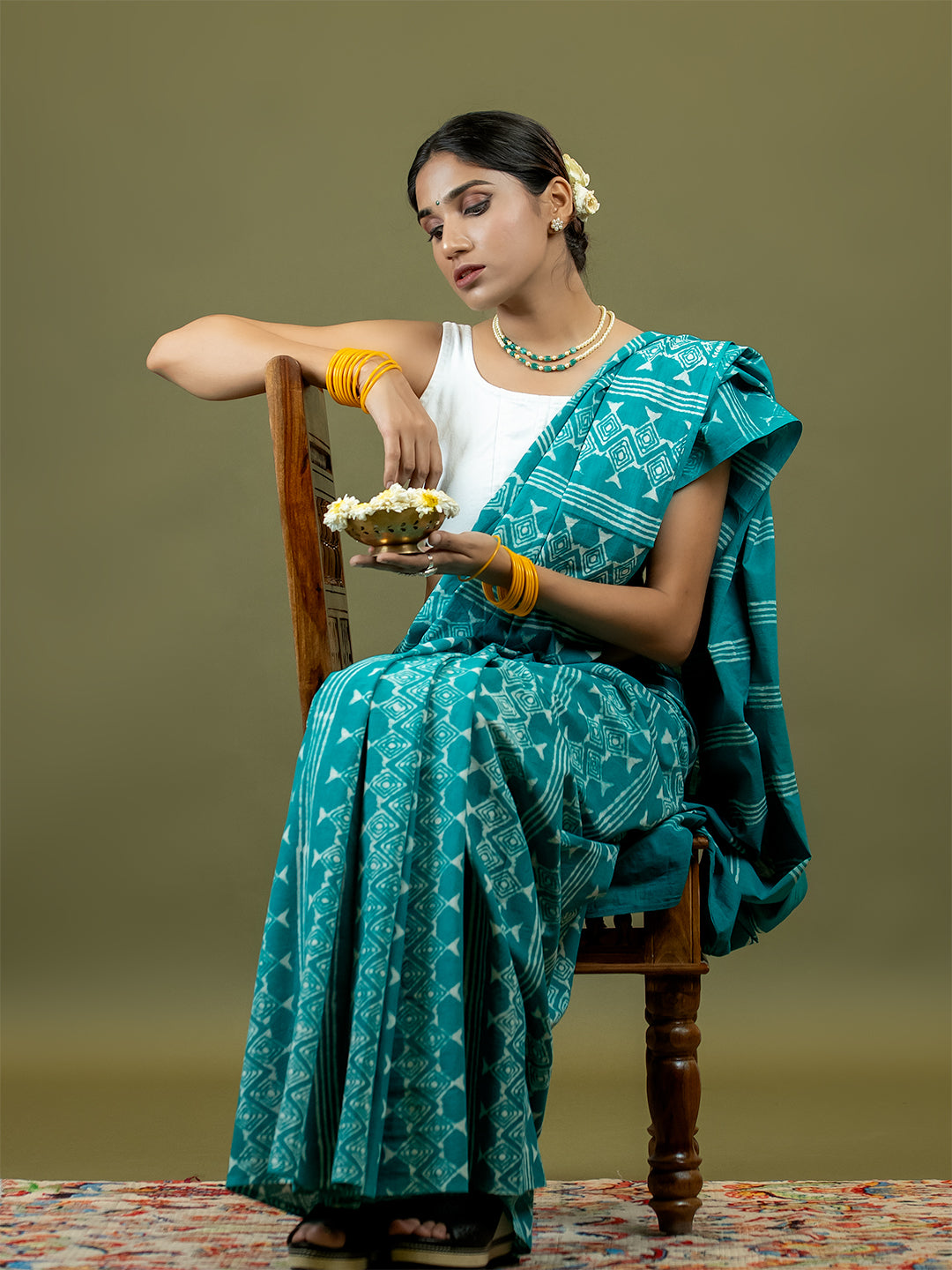 Matsya Turquoise Dabu Saree
