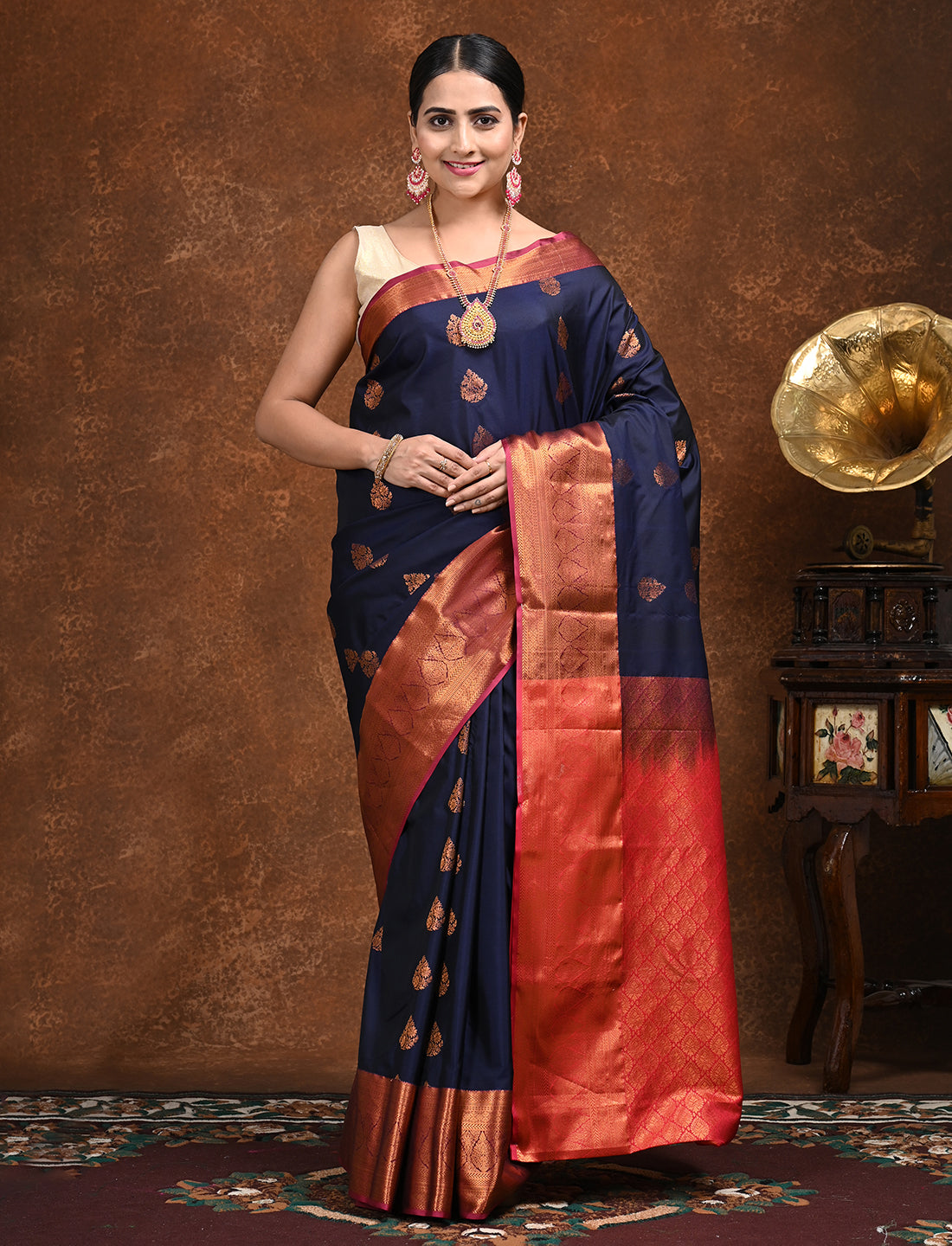 Sugandha Navy Soft Semi Silk Saree