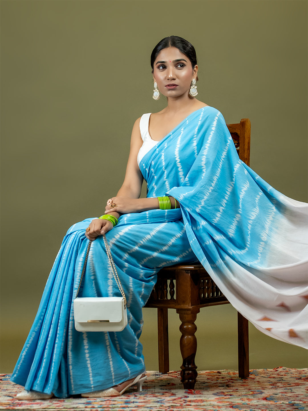Leelaa Sky Blue Shibori Saree