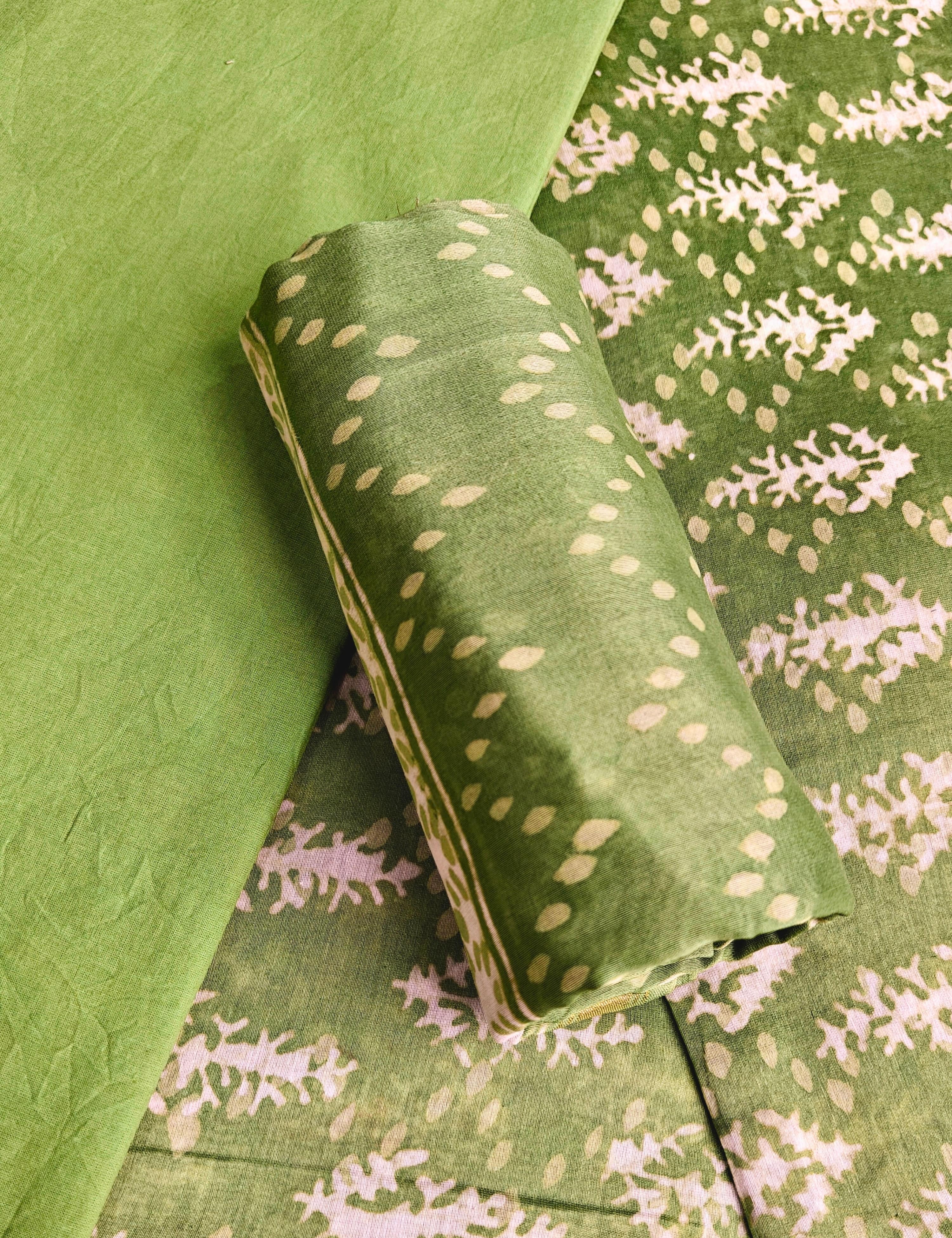 Chitra Green Bagru Dress Material
