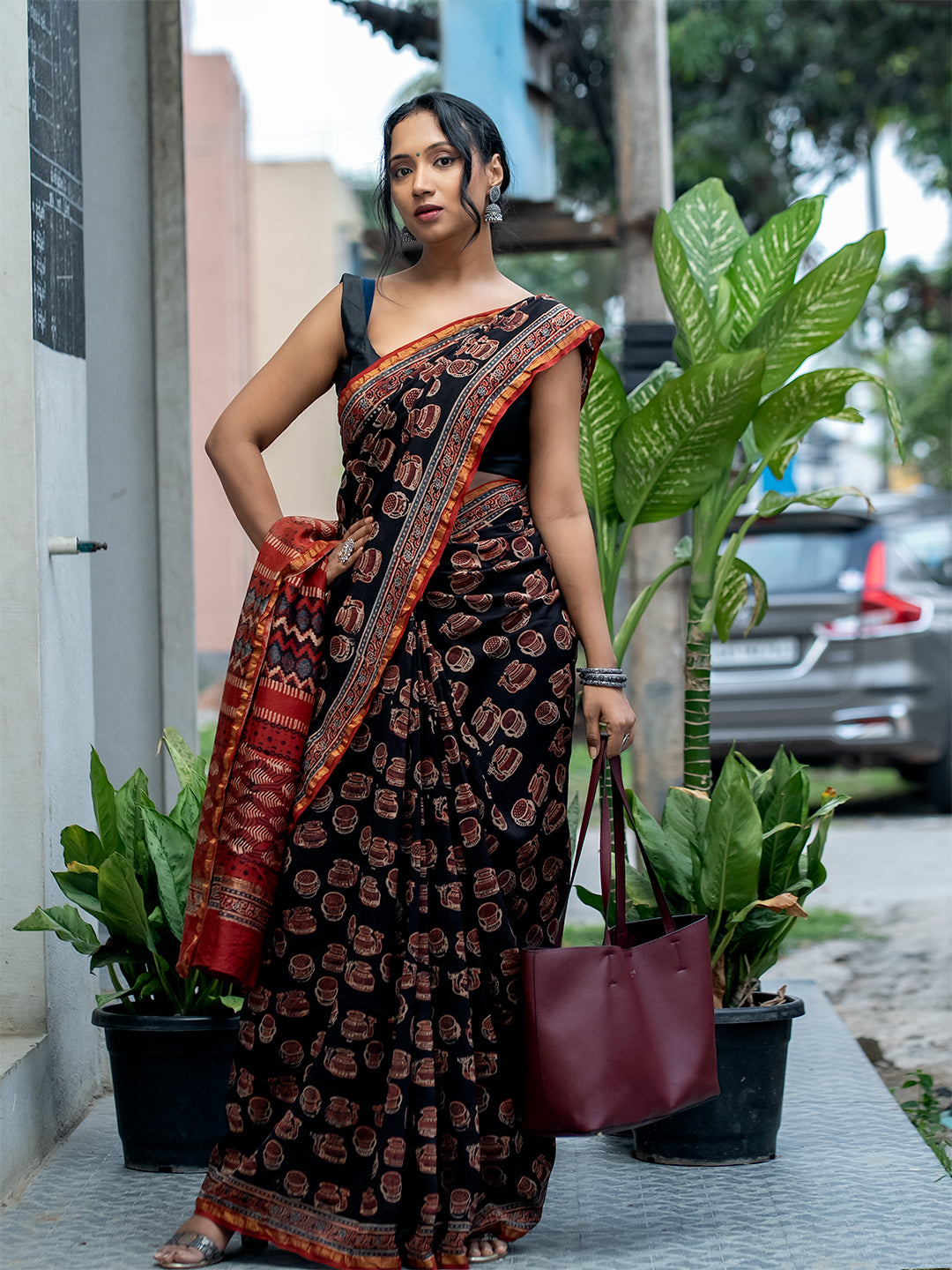 Avani Black Ajrakh Saree