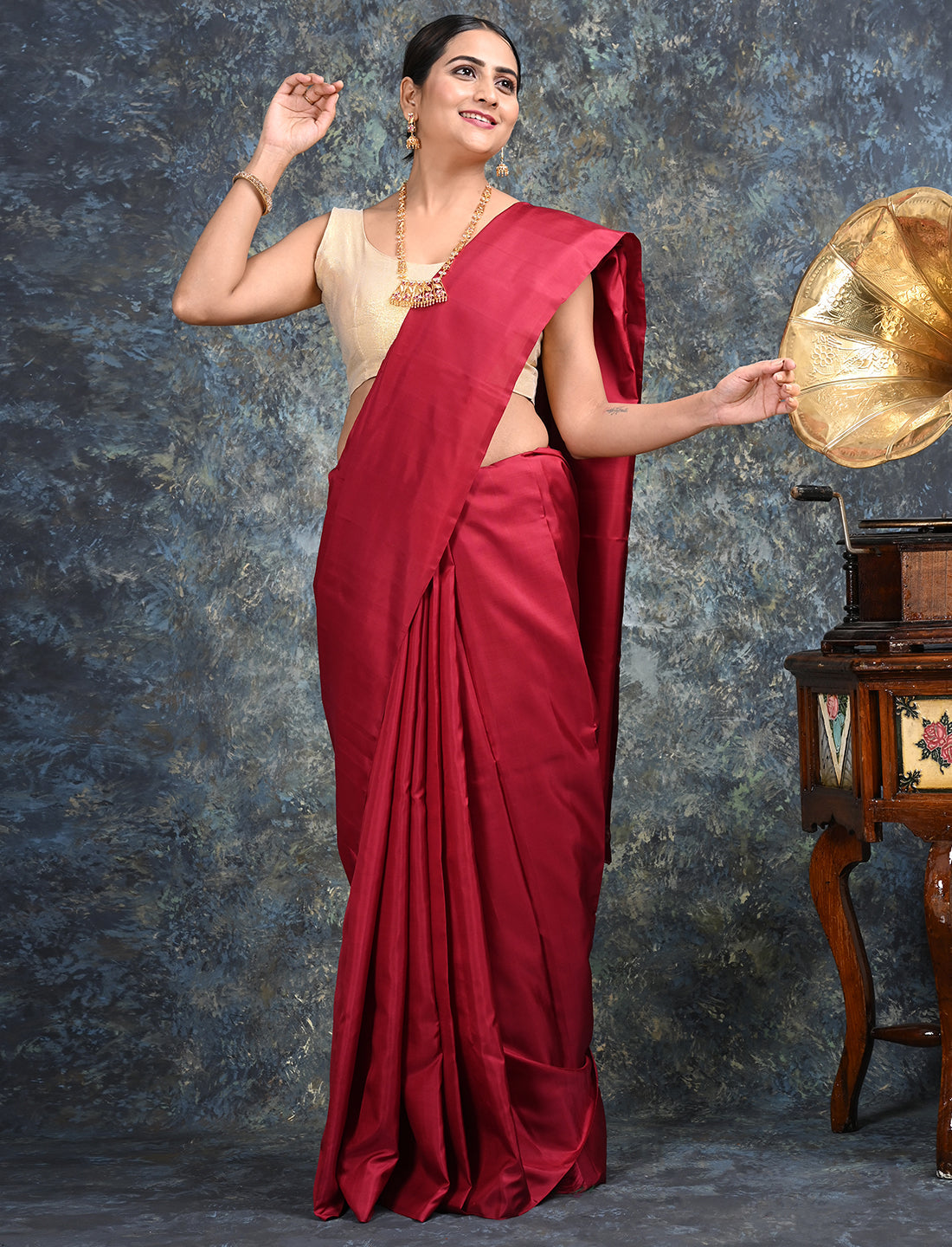 Ratnangi Maroon Mulberry Silk Saree