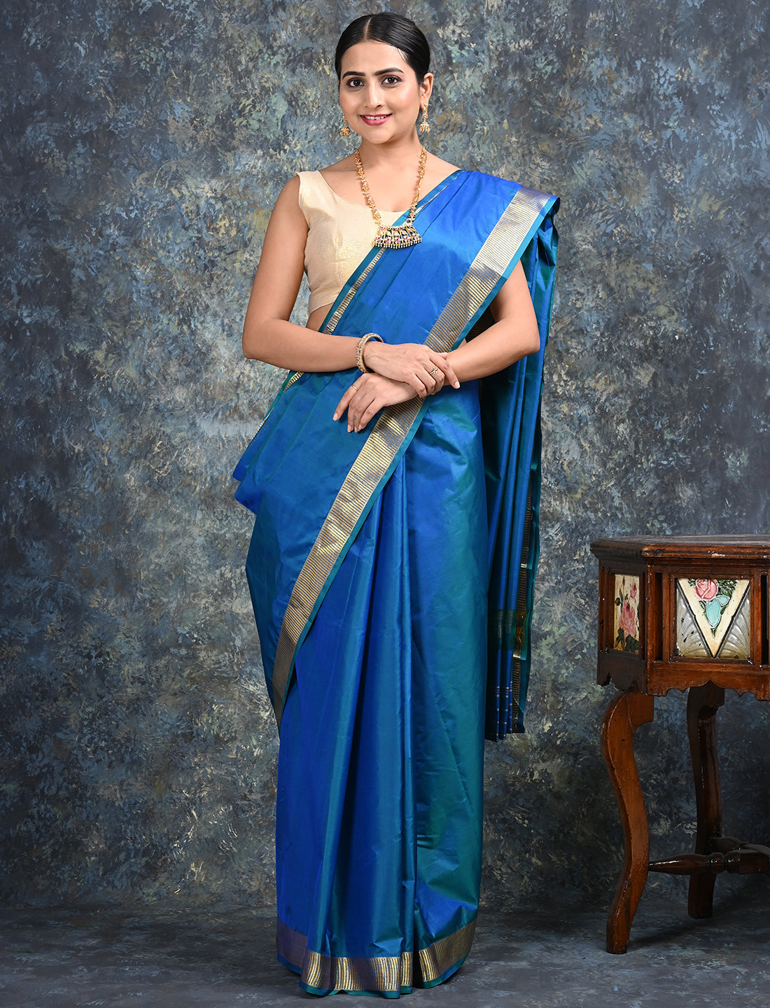 Lalita Blue Mulberry Silk Saree