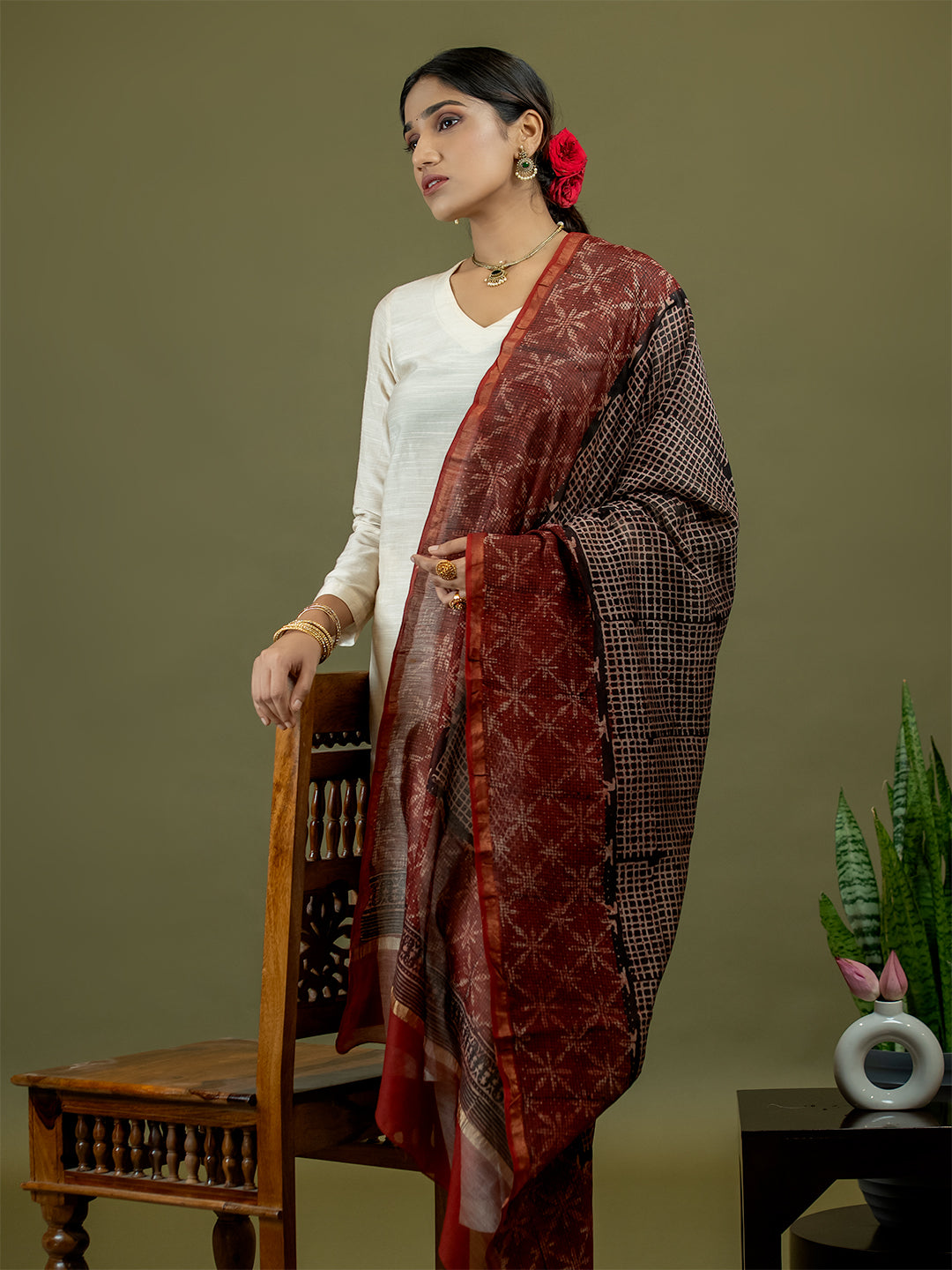 Chhavi Black Ajrakh Dupatta