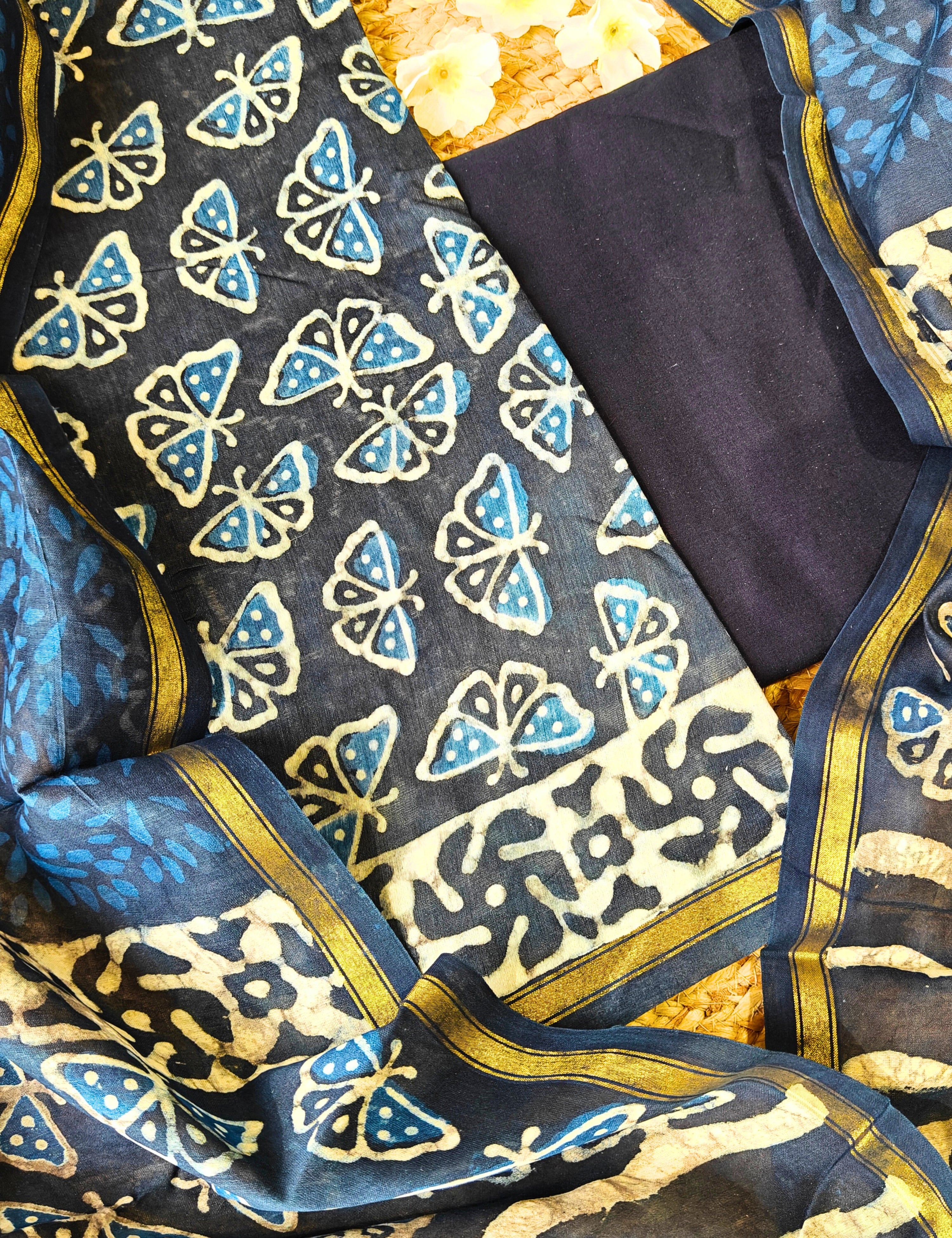 Maati Indigo Dabu Dress Material