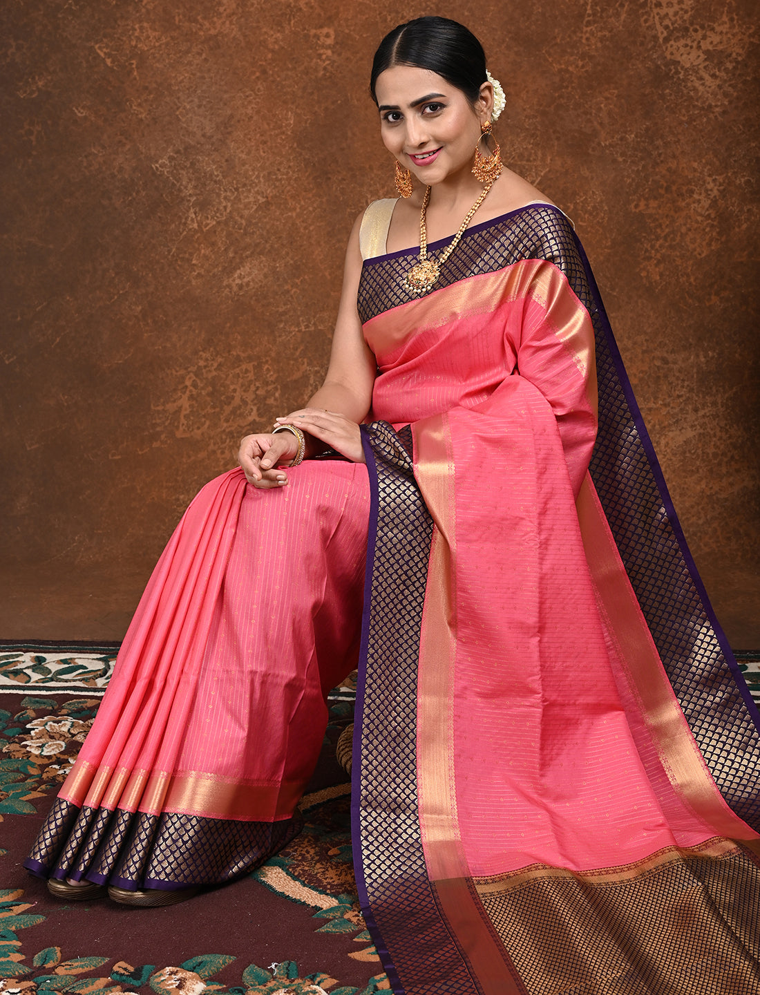 Sampada Pink Soft Semi Silk Saree