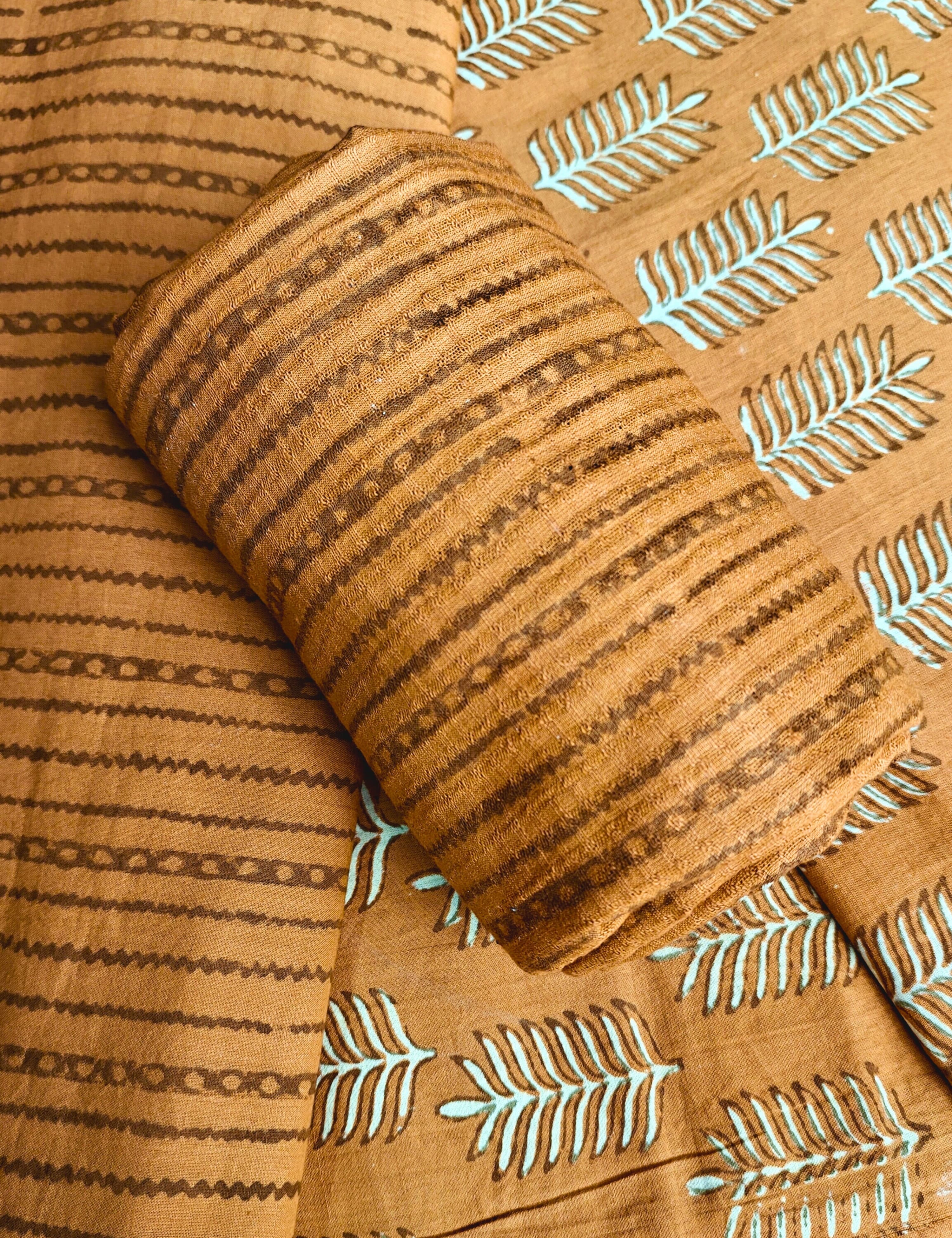 Jaal Orange Bagru Dress Material