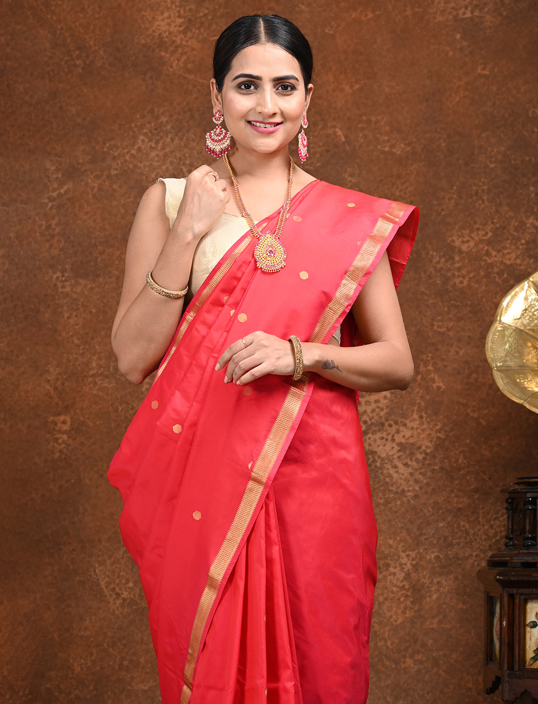 Sugandha Red Soft Semi Silk Saree