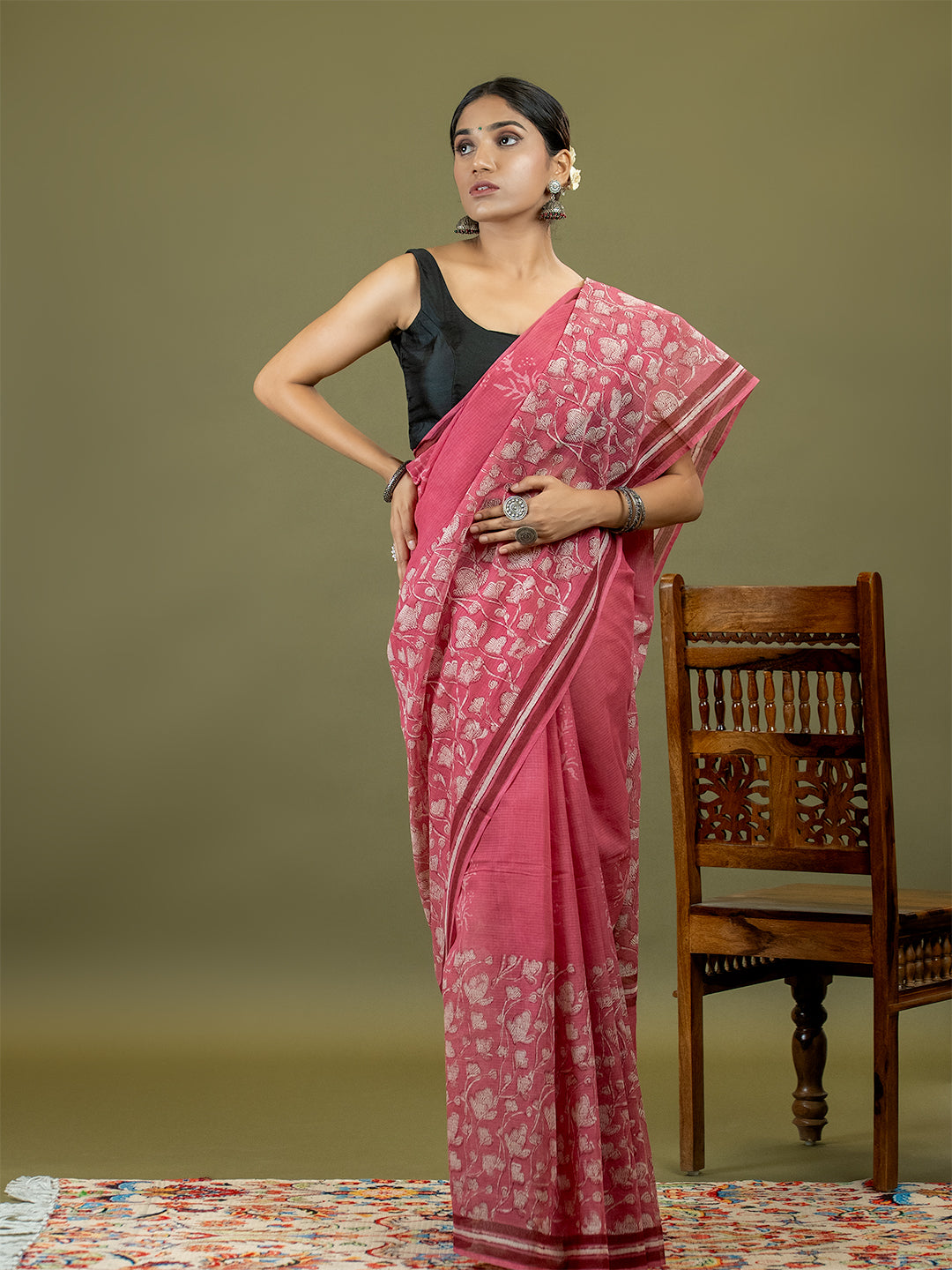 Resha Pink Dabu Saree