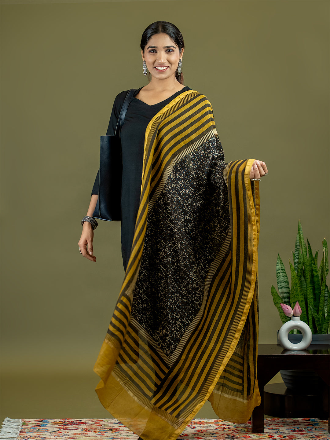 Saanjh Mustard Ajrakh Dupatta
