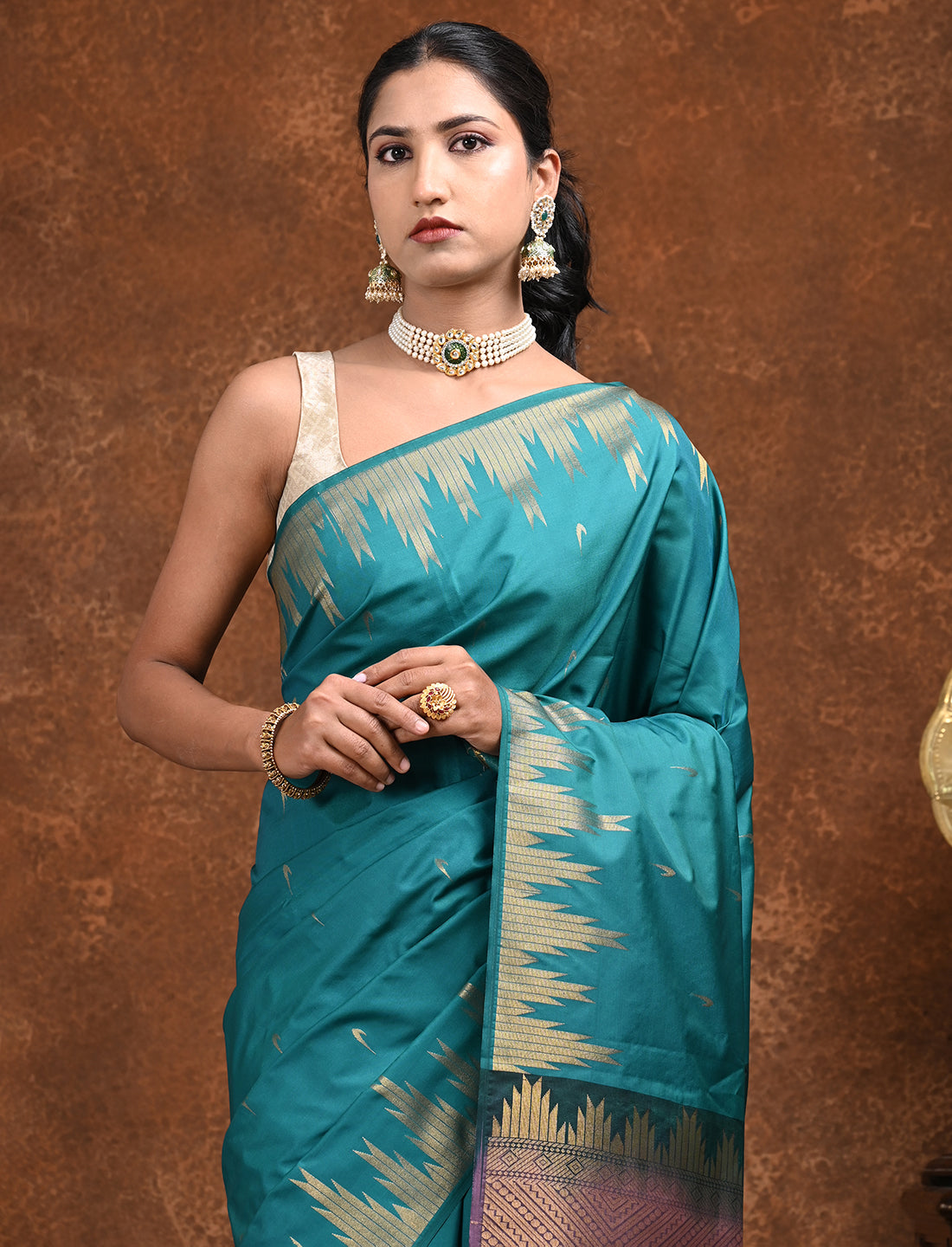 Dravya Green Soft Semi Silk Saree