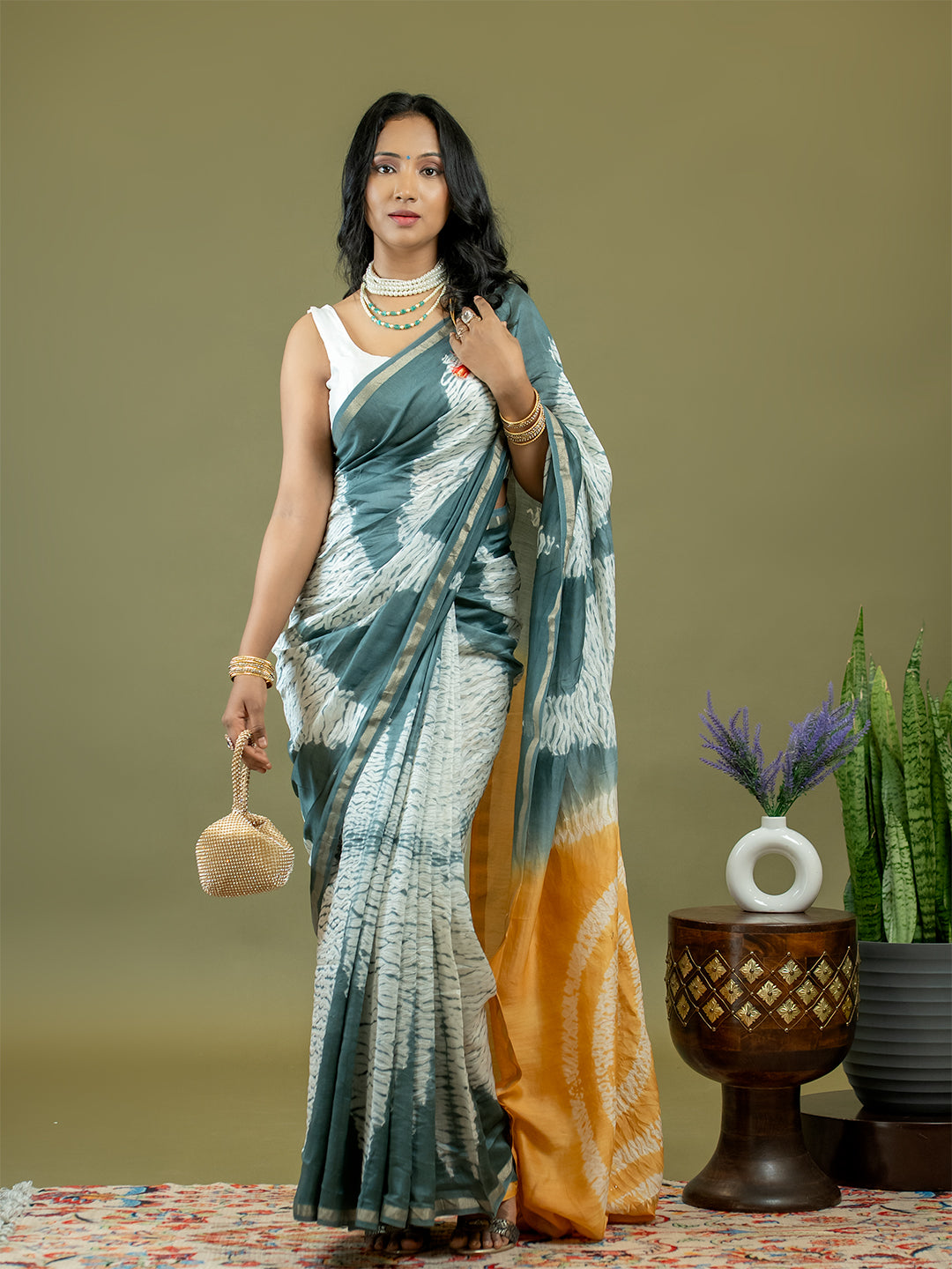 Tarang Grey Shibori Saree