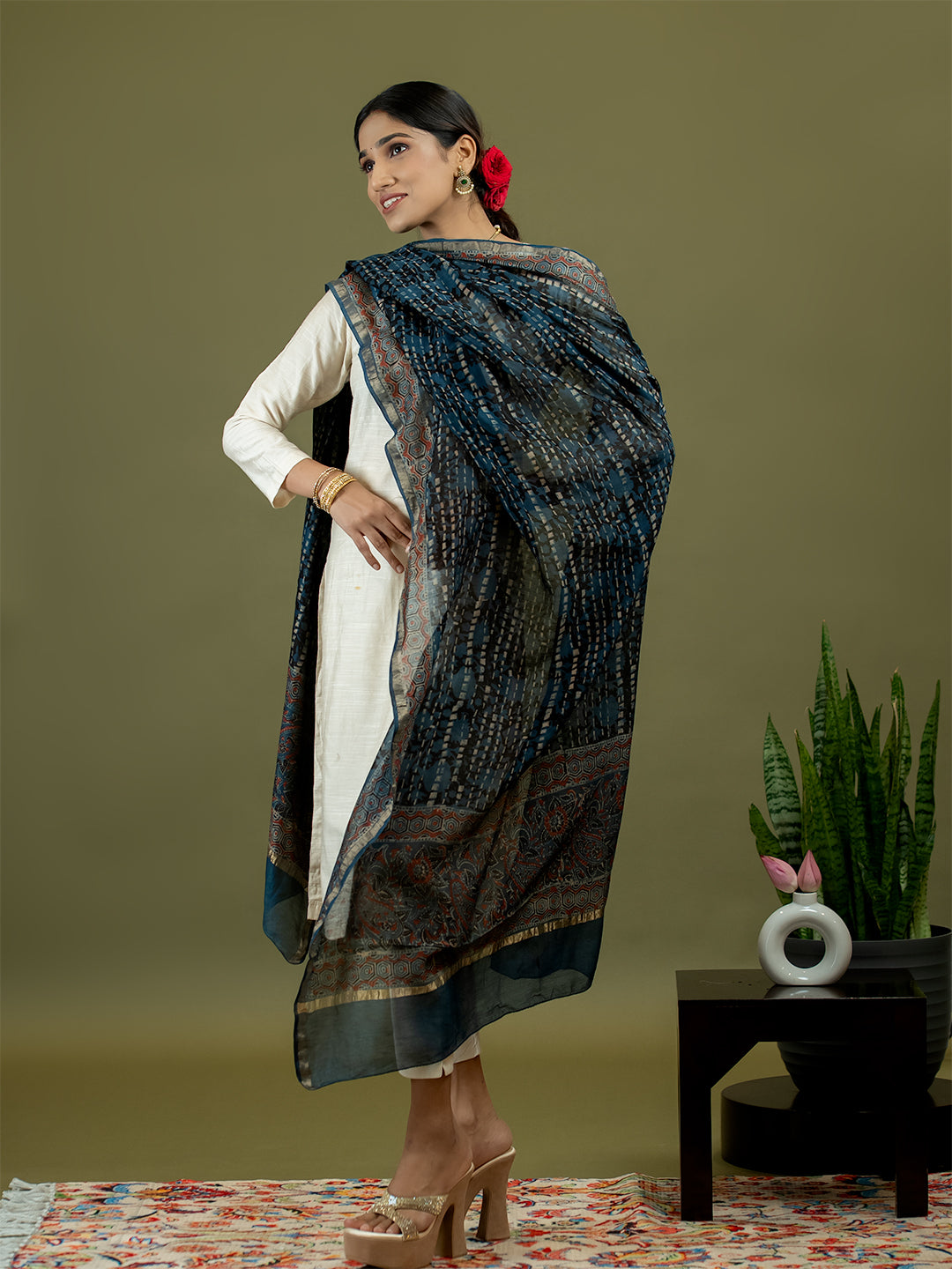 Neerja Indigo Ajrakh Dupatta