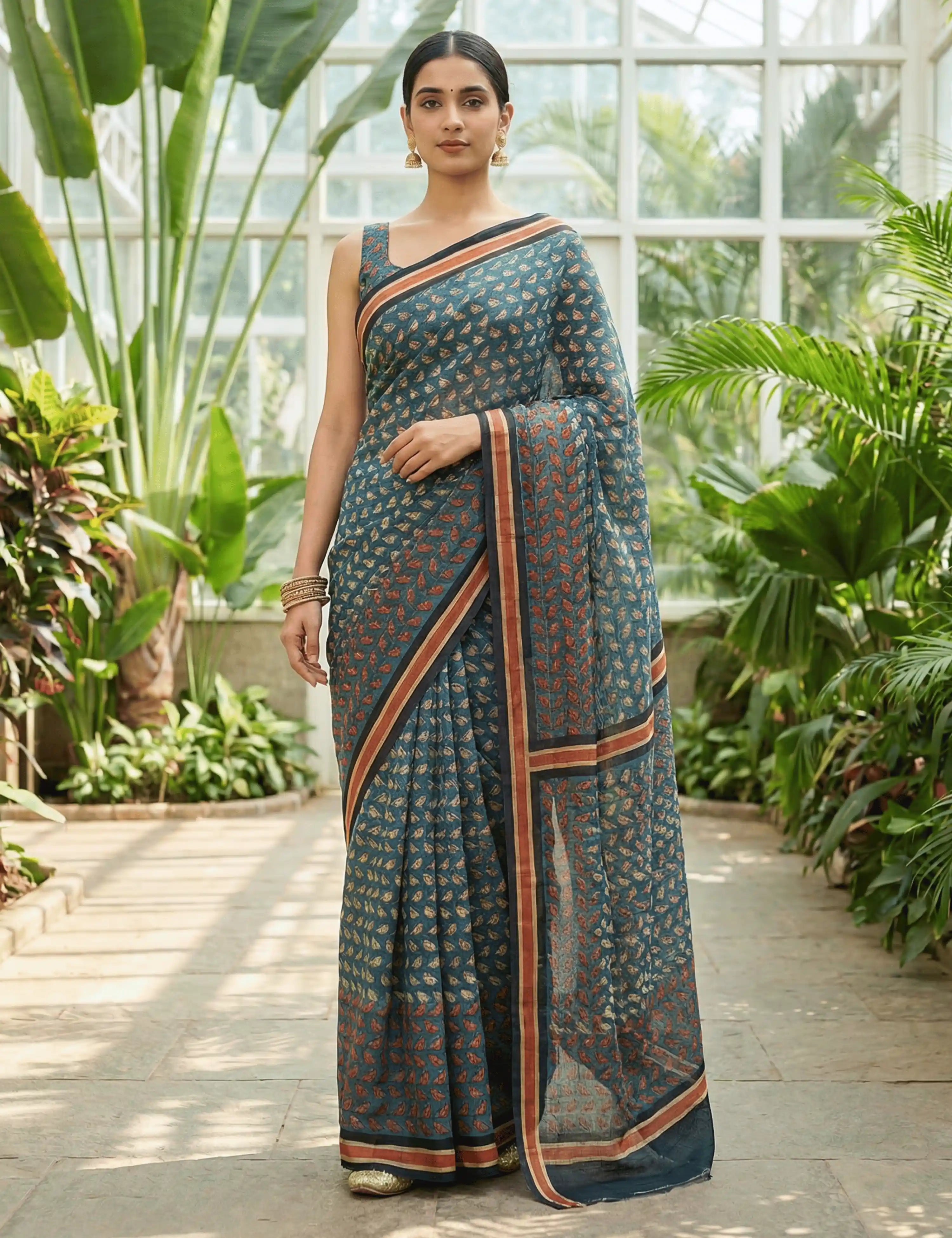 Indus Indigo Bagru Saree