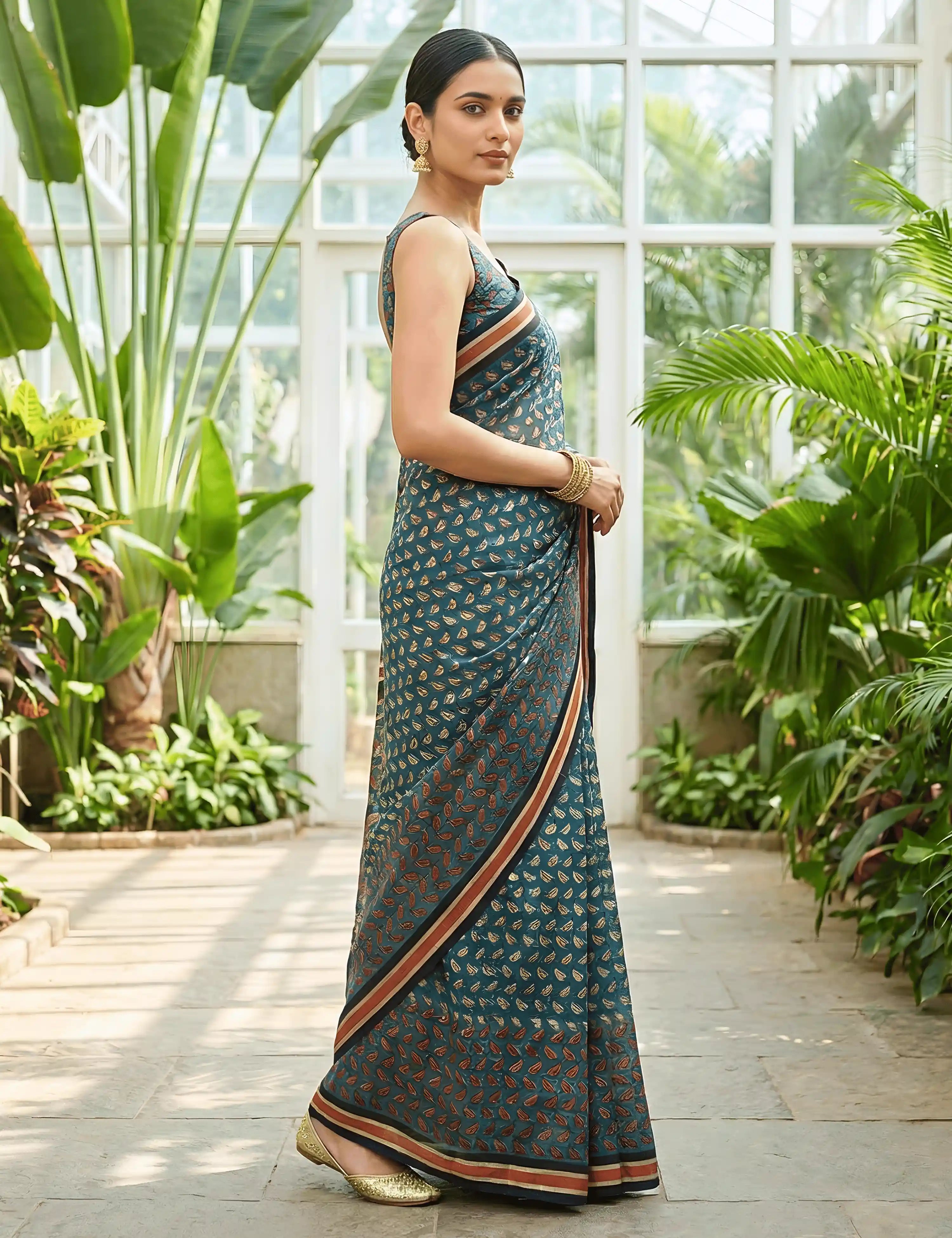 Indus Indigo Bagru Saree