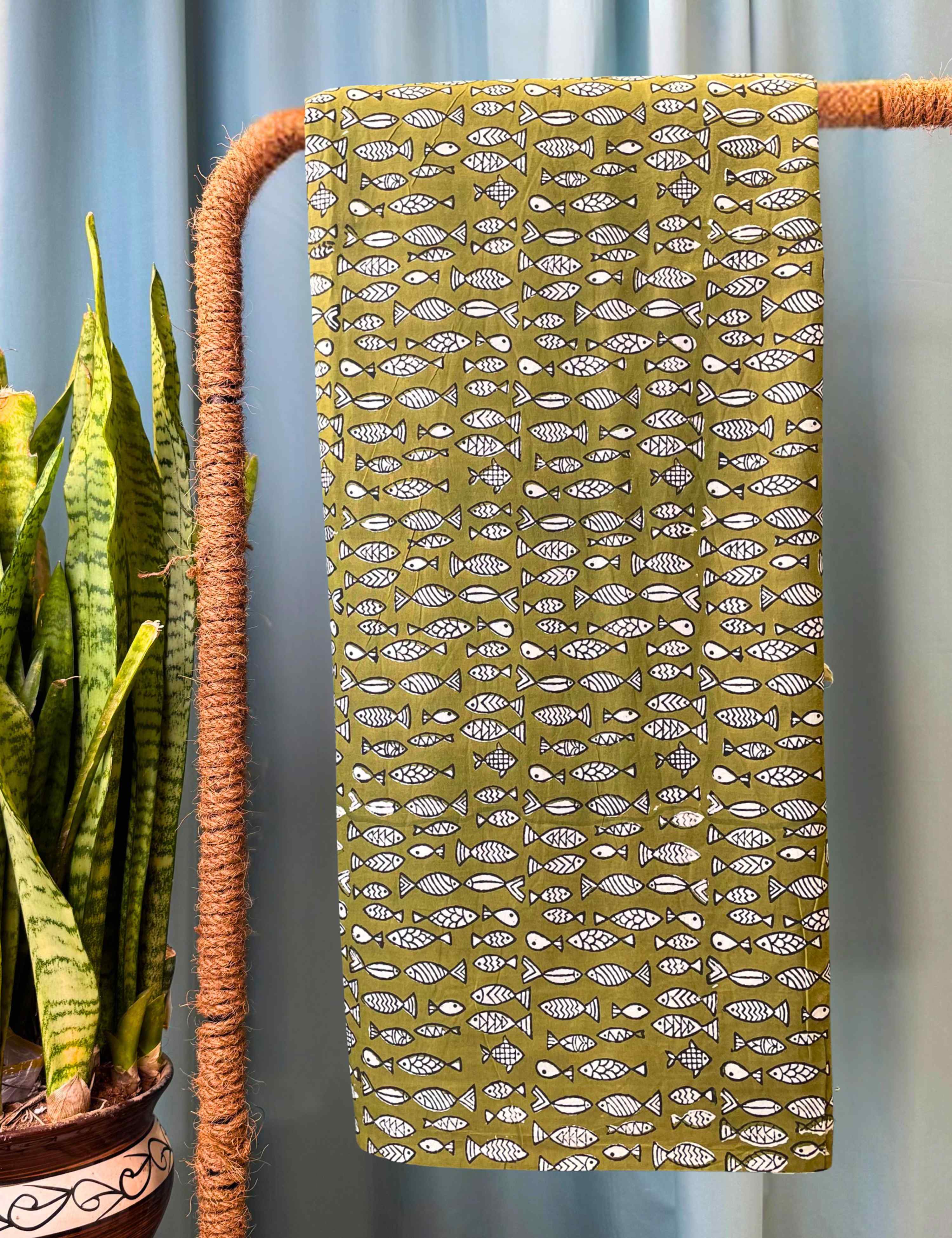Limegreen Bagru Fabric