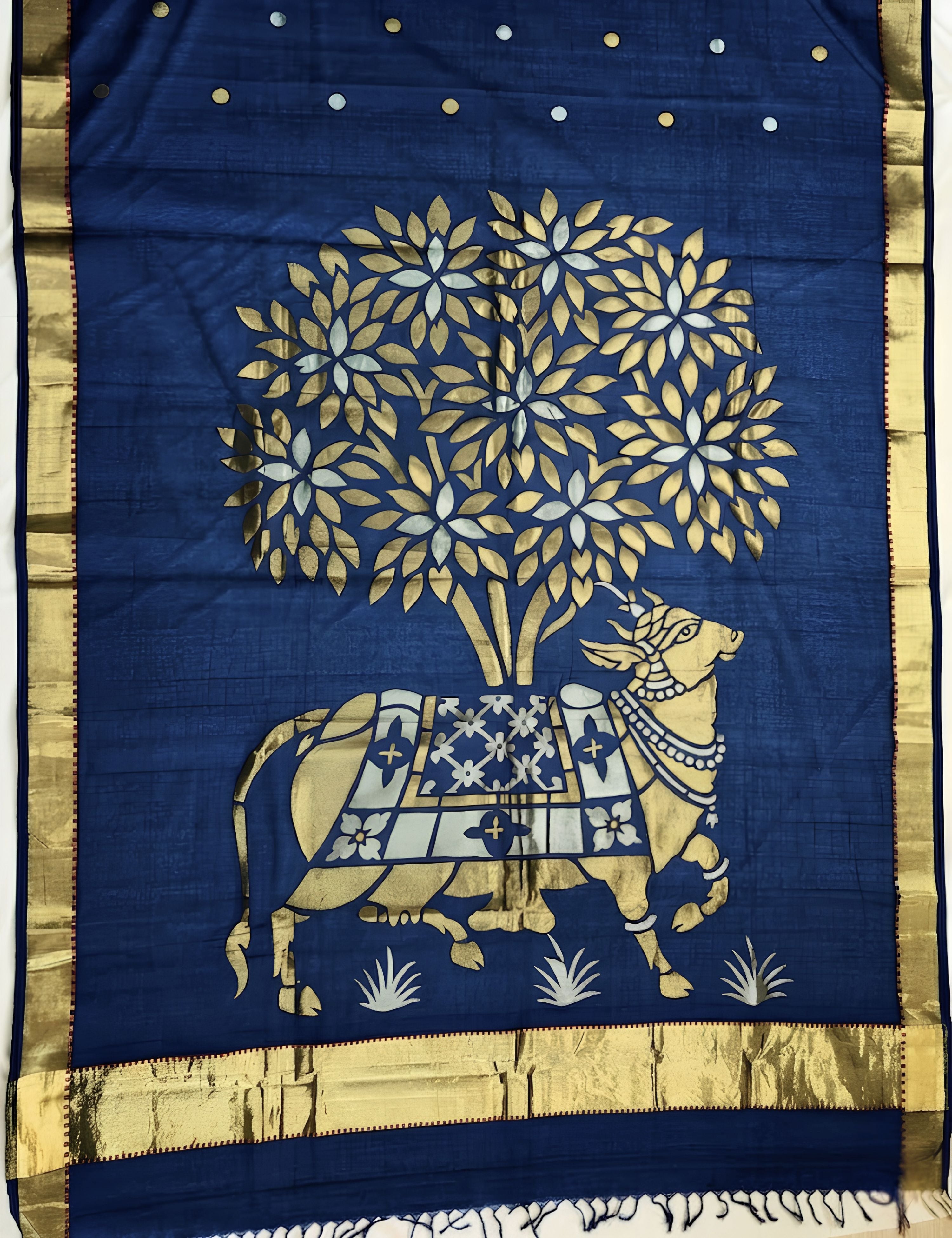 Kamdhenu Black Venkatagiri Jamdani Saree