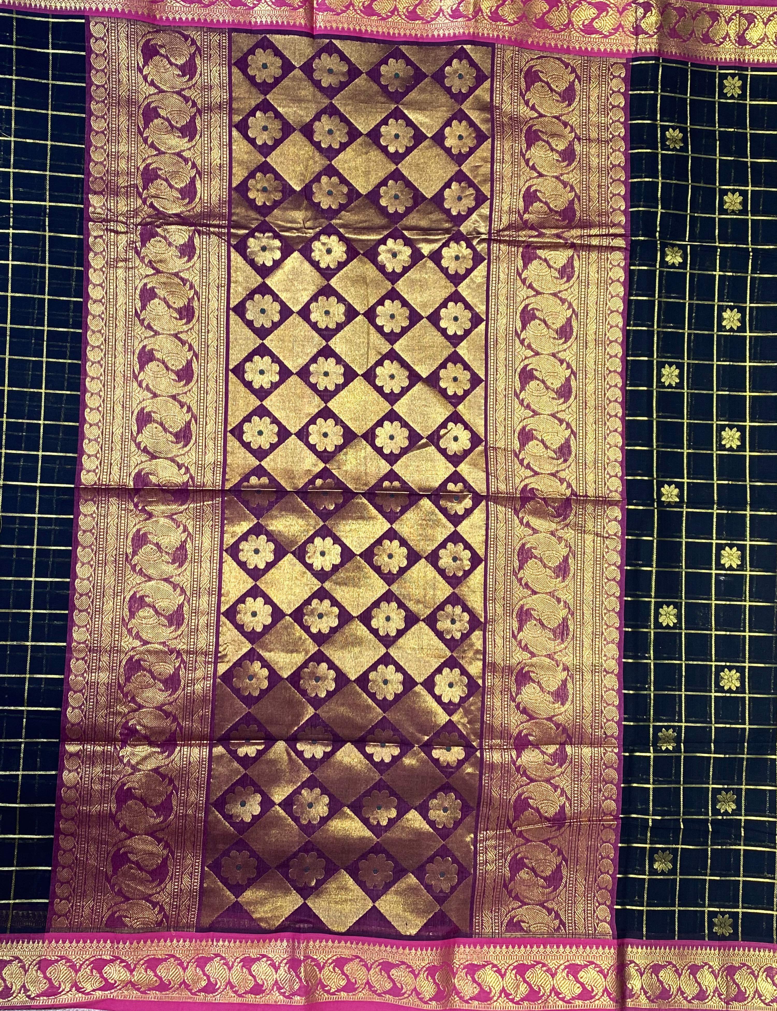 Phool Black Venkatagiri Saree