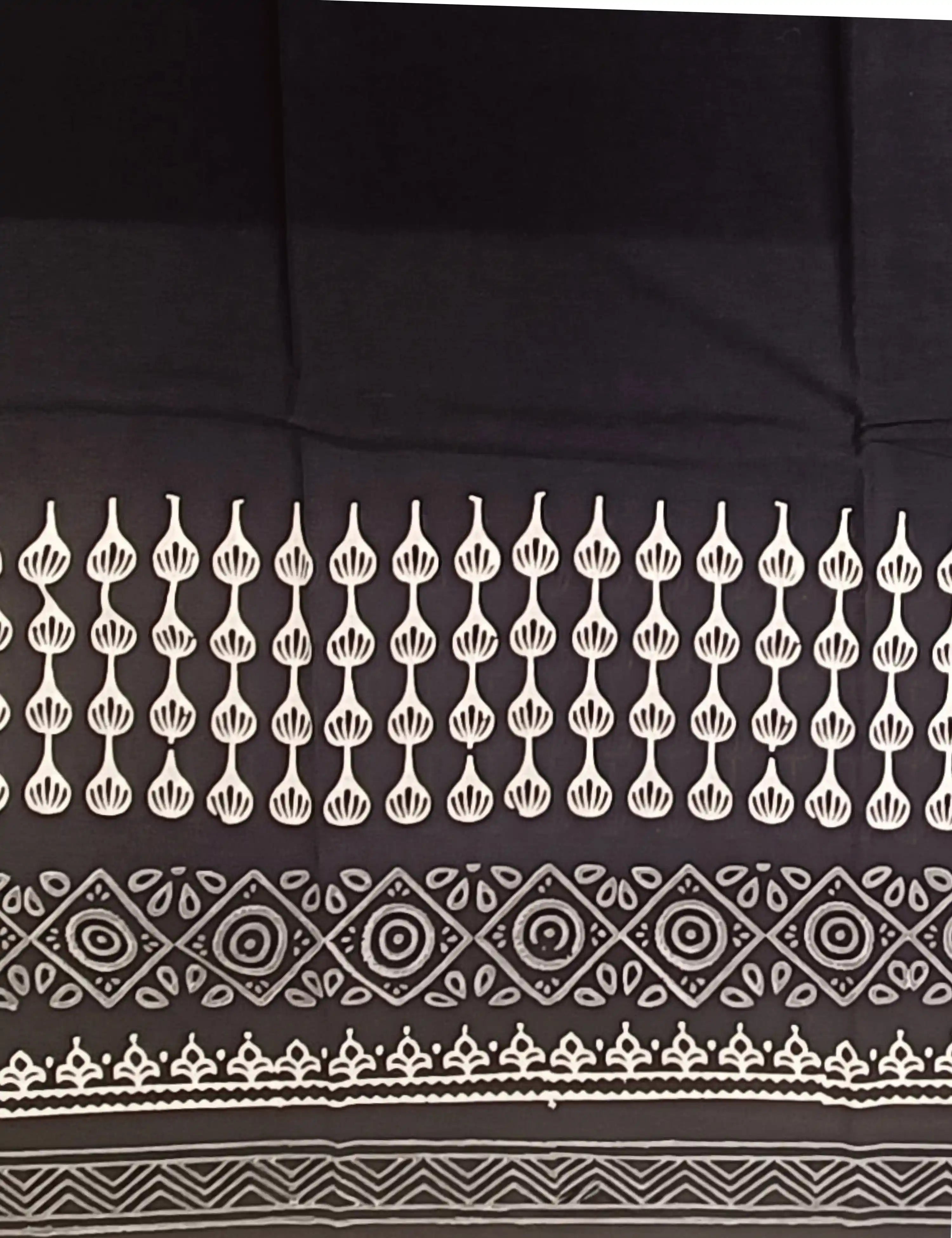 Indus Jet Black Bagru Saree