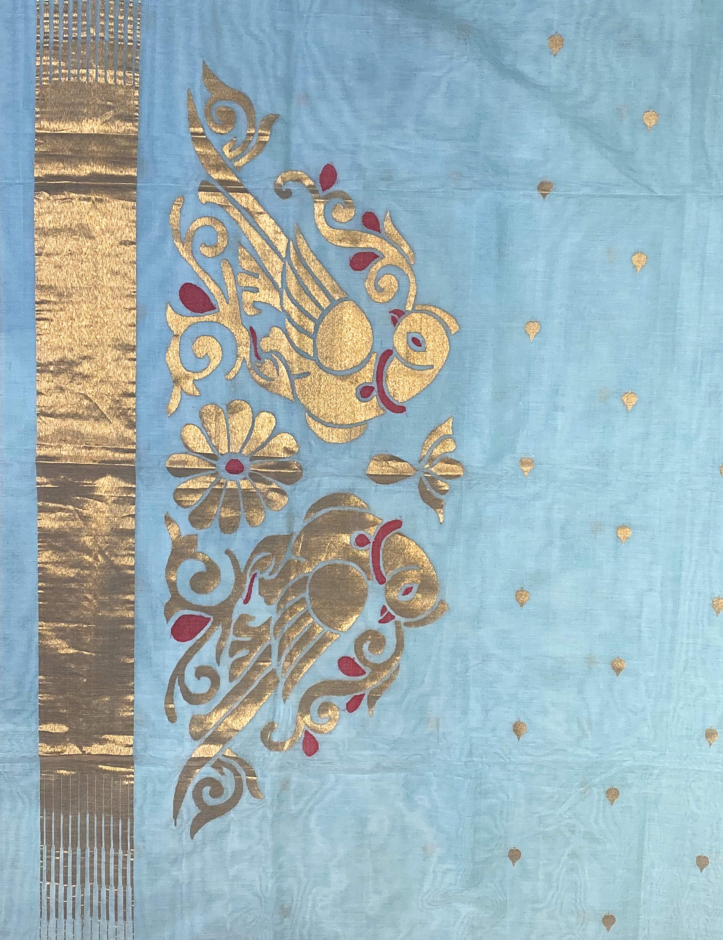 Popat Skyblue Venkatagiri Jamdani Saree