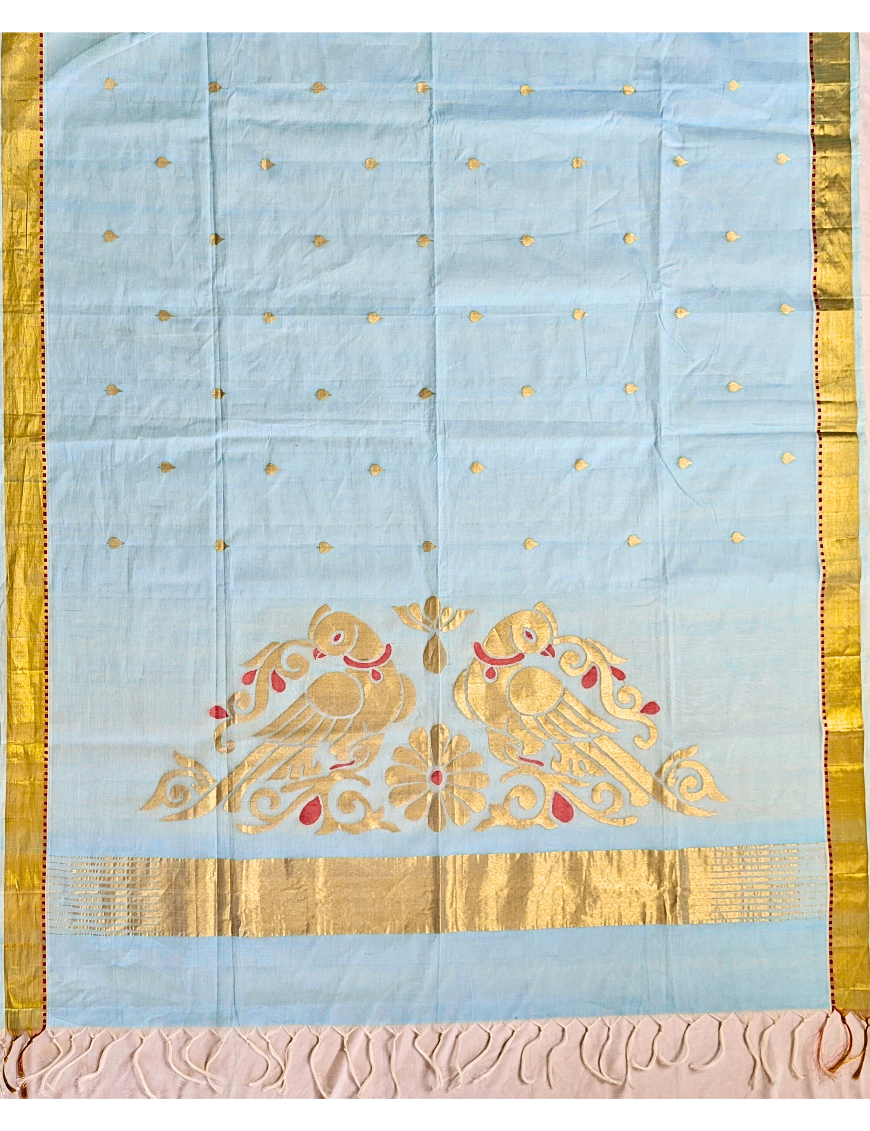 Popat Skyblue Venkatagiri Jamdani Saree