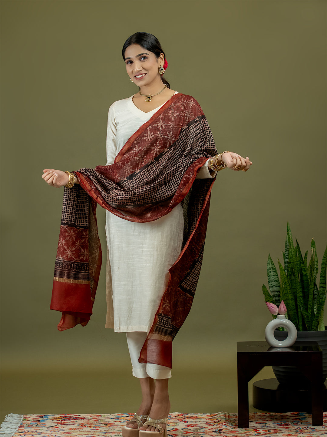 Chhavi Black Ajrakh Dupatta