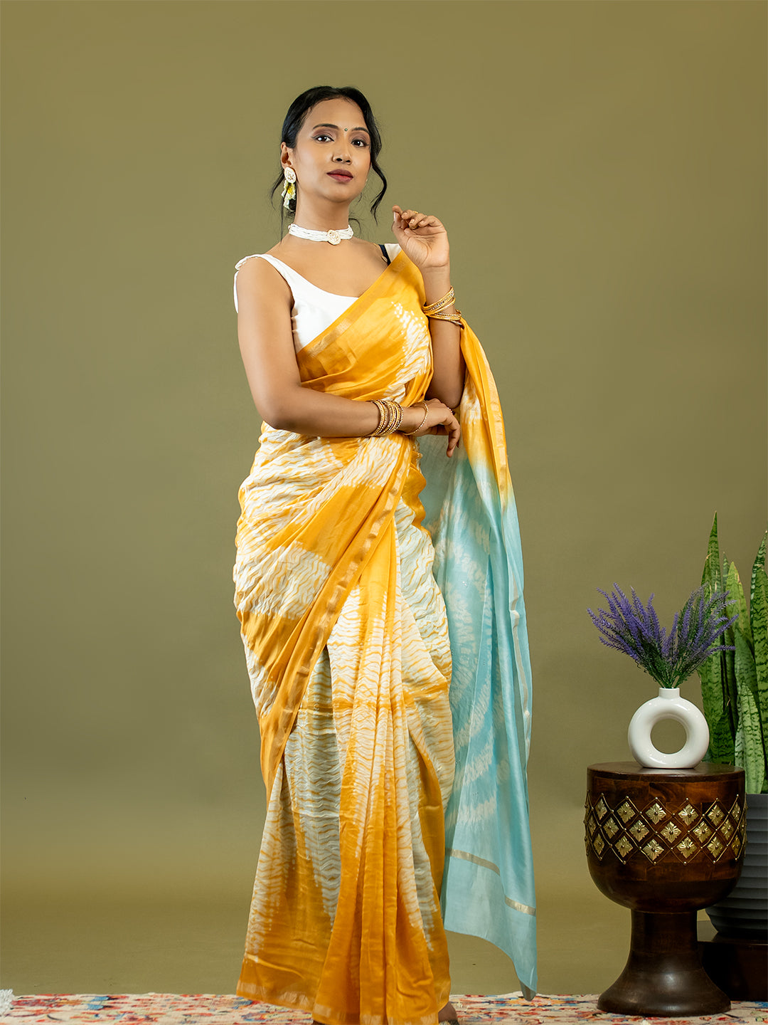 Tarang Sky Blue Shibori Saree