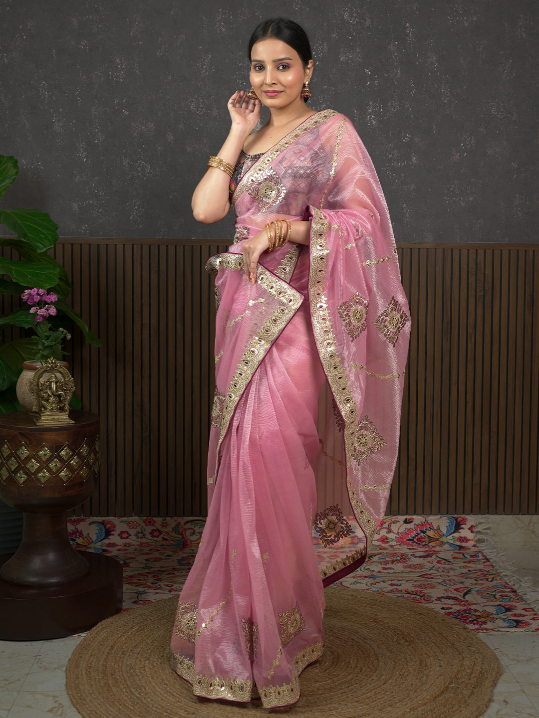 Gota Pink Embroidered Saree