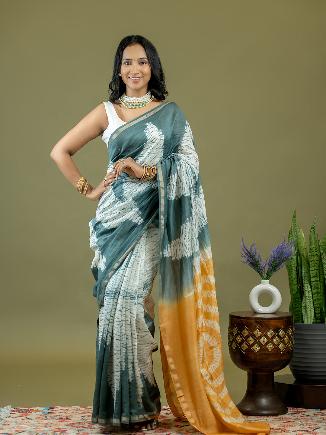 Tarang Grey Shibori Saree