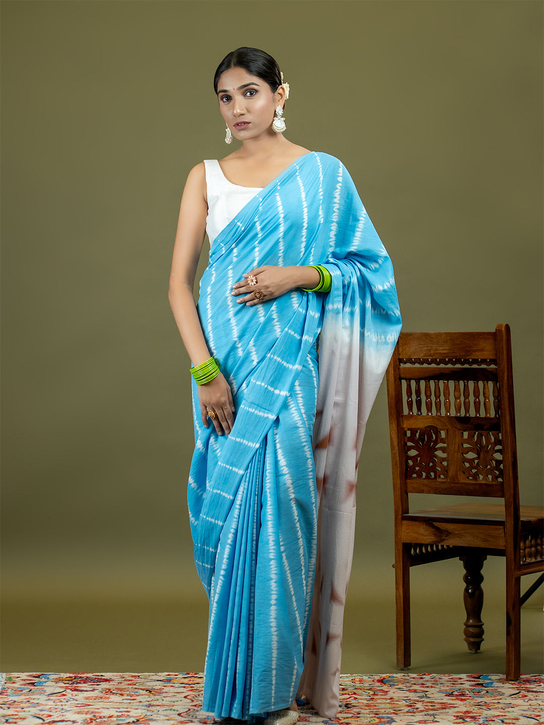 Leelaa Sky Blue Shibori Saree