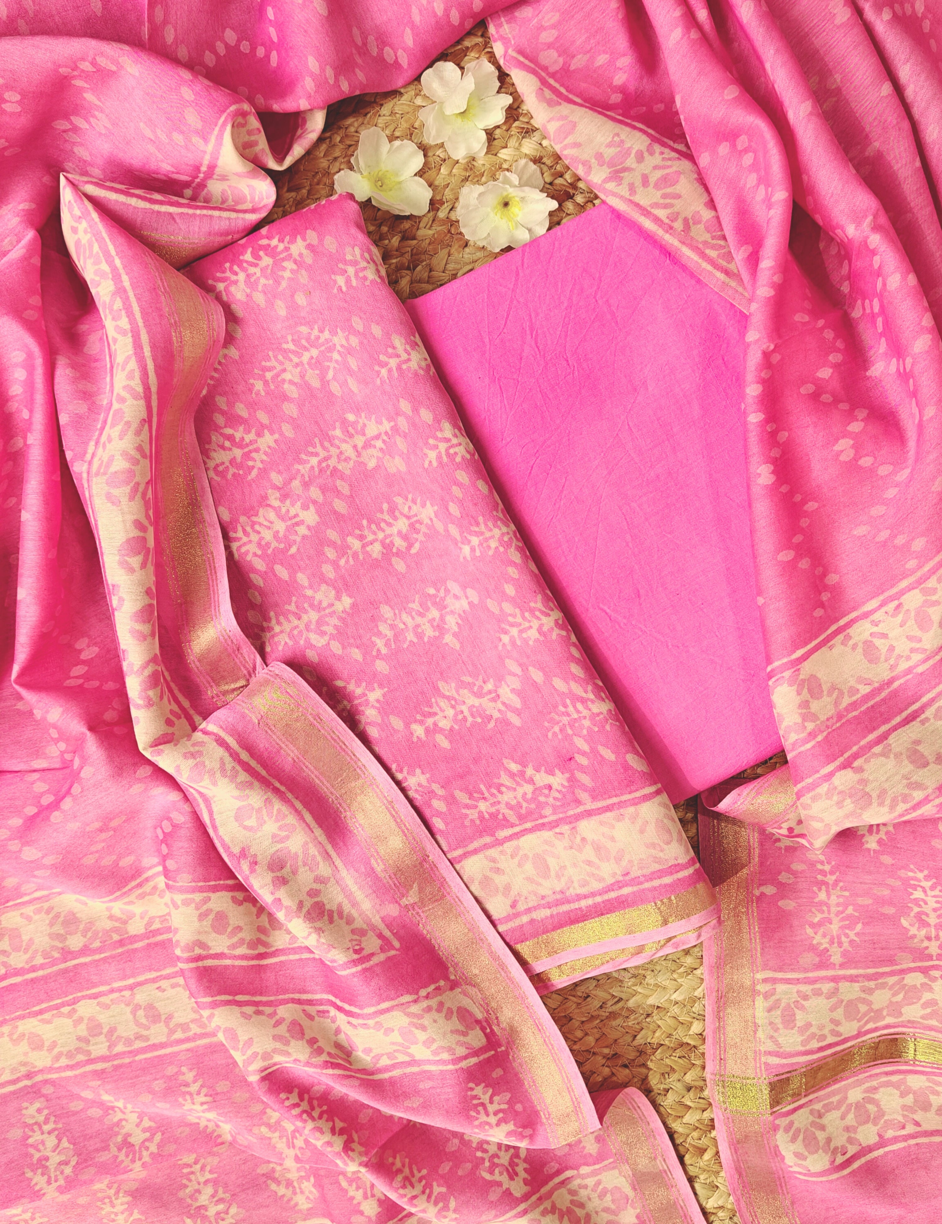 Chitra Lavender Bagru Dress Material