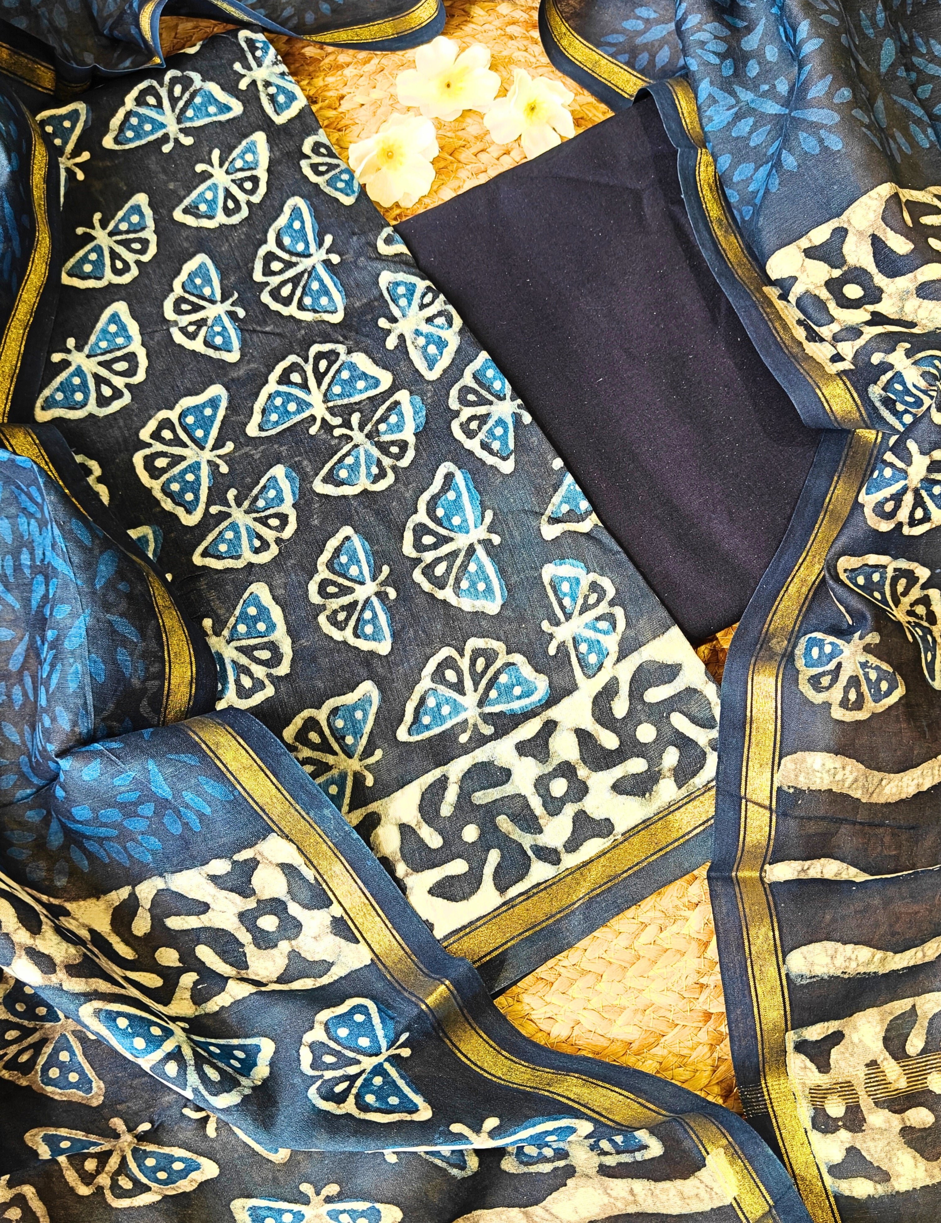 Maati Indigo Dabu Dress Material