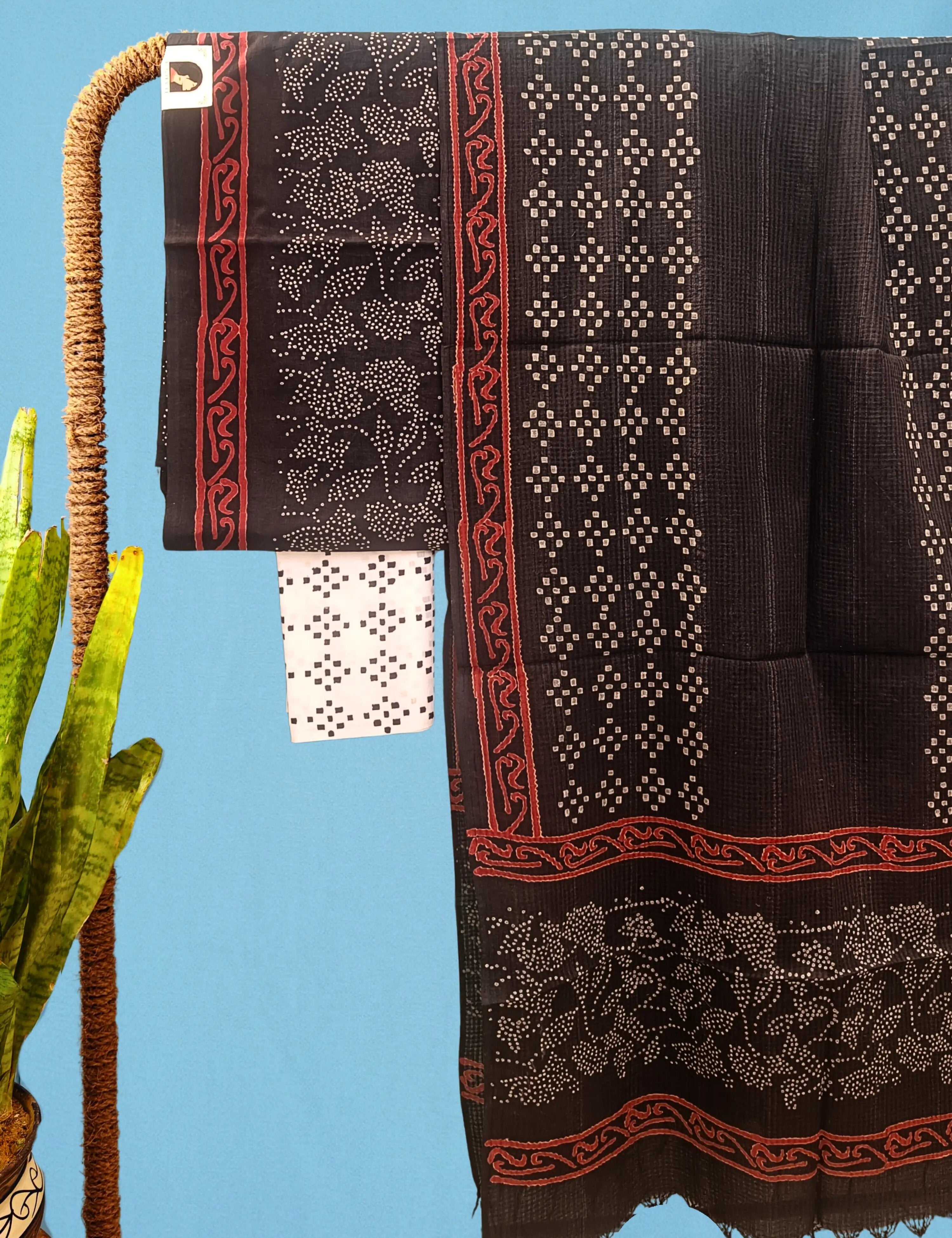 Panak Black Bagru Dress Material