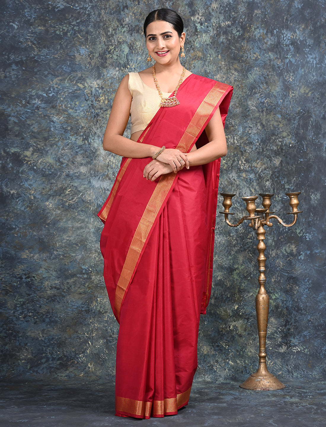 Lalita Maroon Mulberry Silk Saree