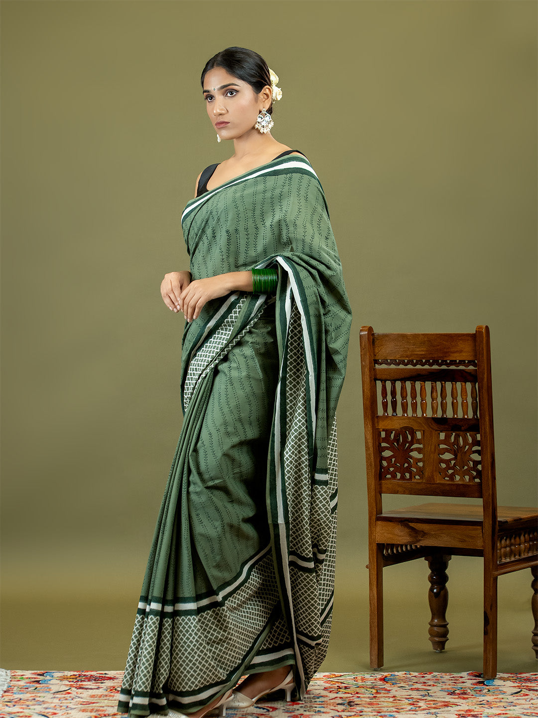 Nira Olive Dabu Saree