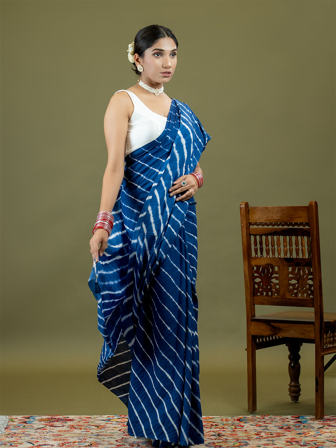 Leher Indigo Shibori Saree