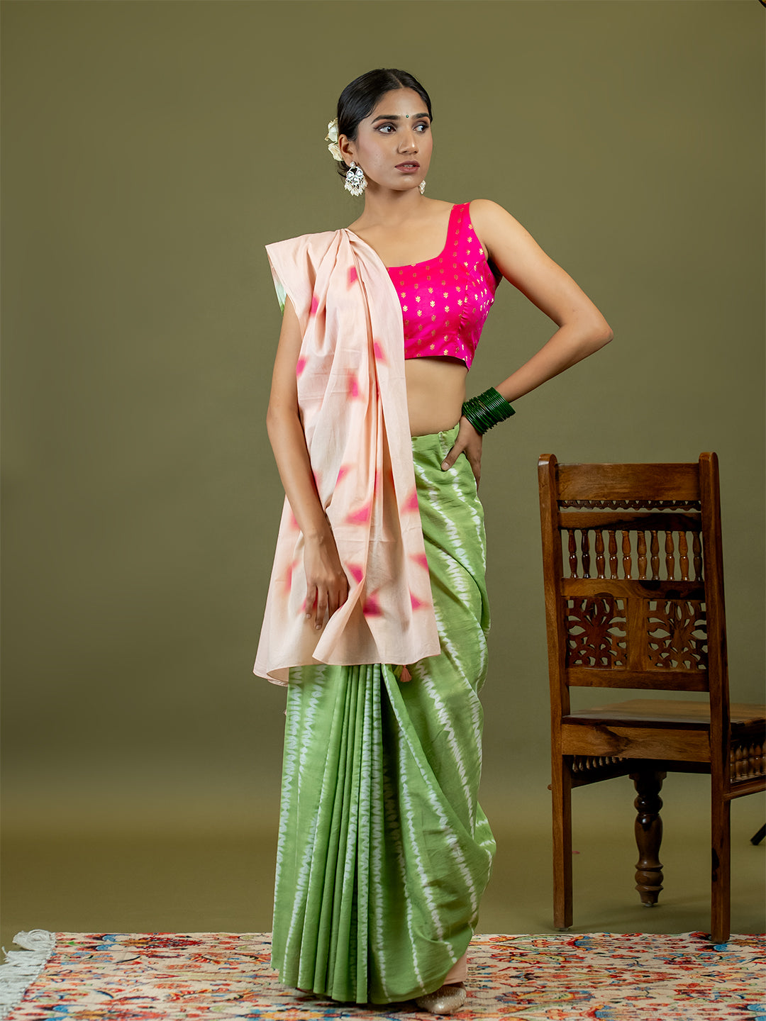 Leelaa Limegreen Shibori Saree
