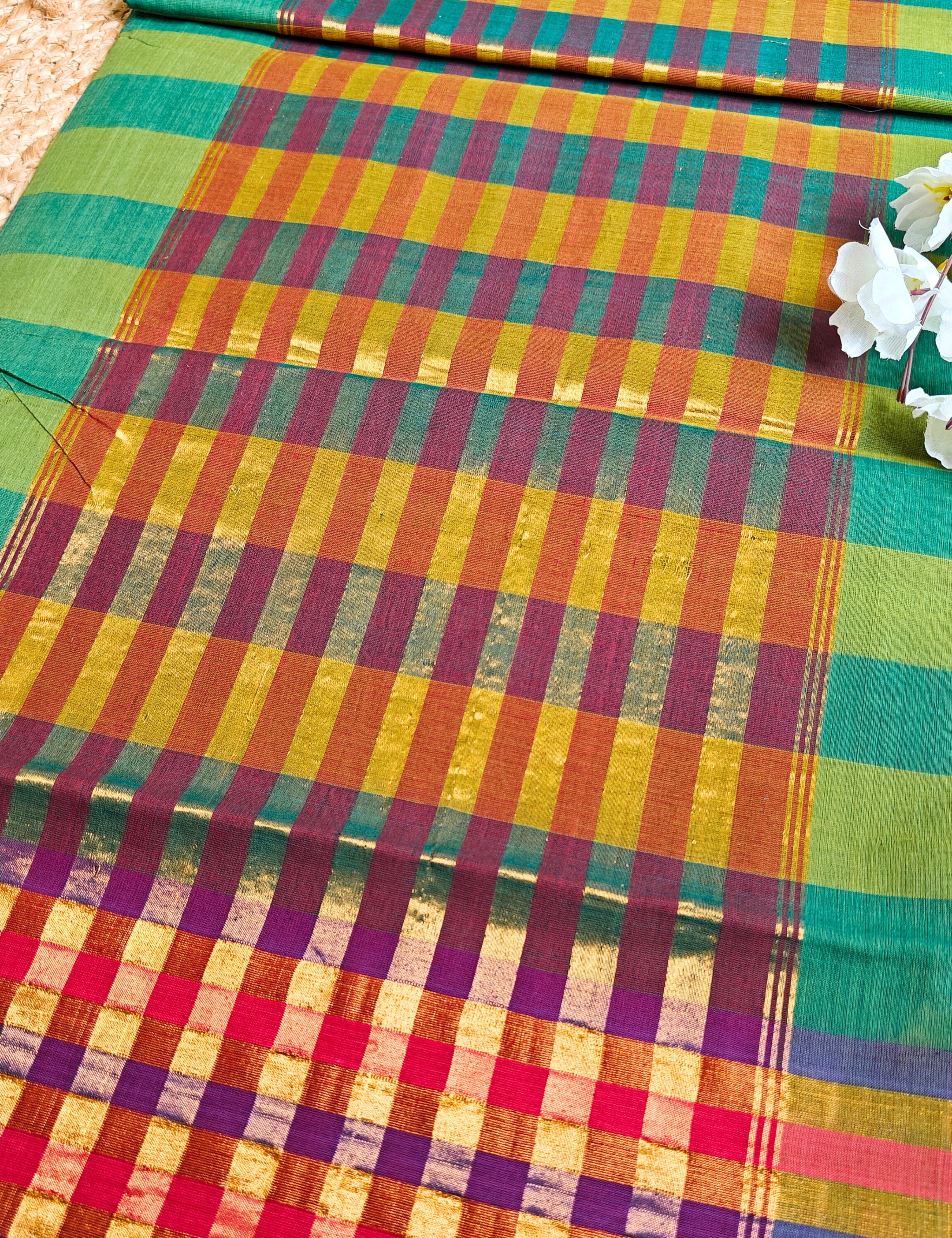 Madhavarman Multicolored Venkatagiri Saree