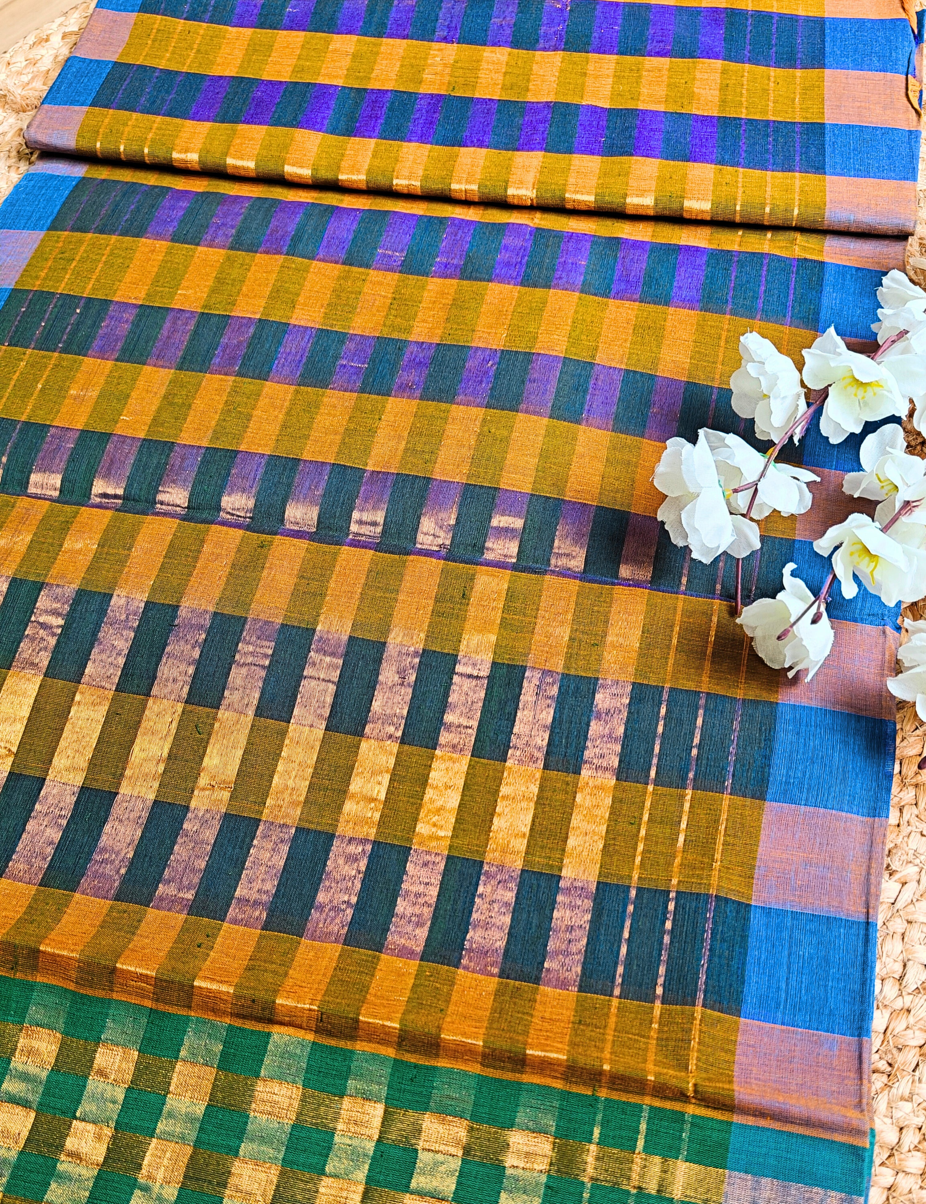 Madhavarman Multicolored Venkatagiri Saree